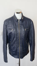 Carla Ferreri Genuine Leather Jacket – Size L – Navy – Very Good Condition