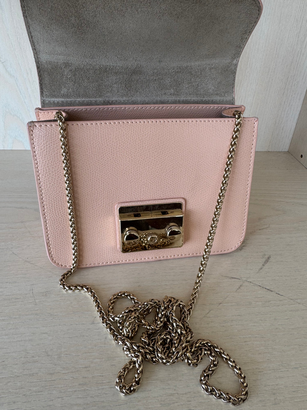 Furla Metropolis Mini Crossbody Bag – Leather, Blush Pink, Good Condition