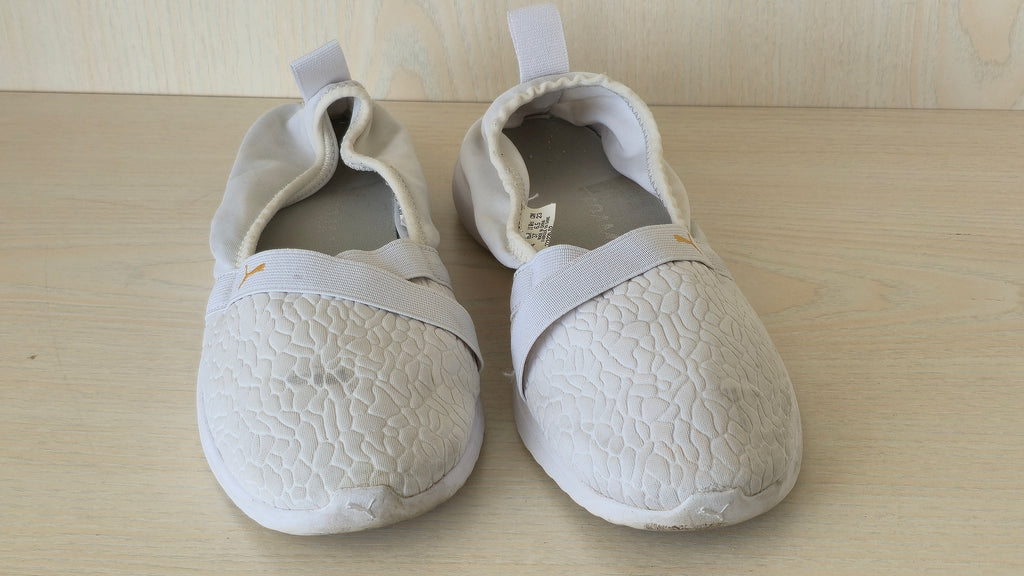 PUMA Adelina Slip-On Weiß/Gold | Damen EU 37.5 (UK 4.5) | Gebraucht
