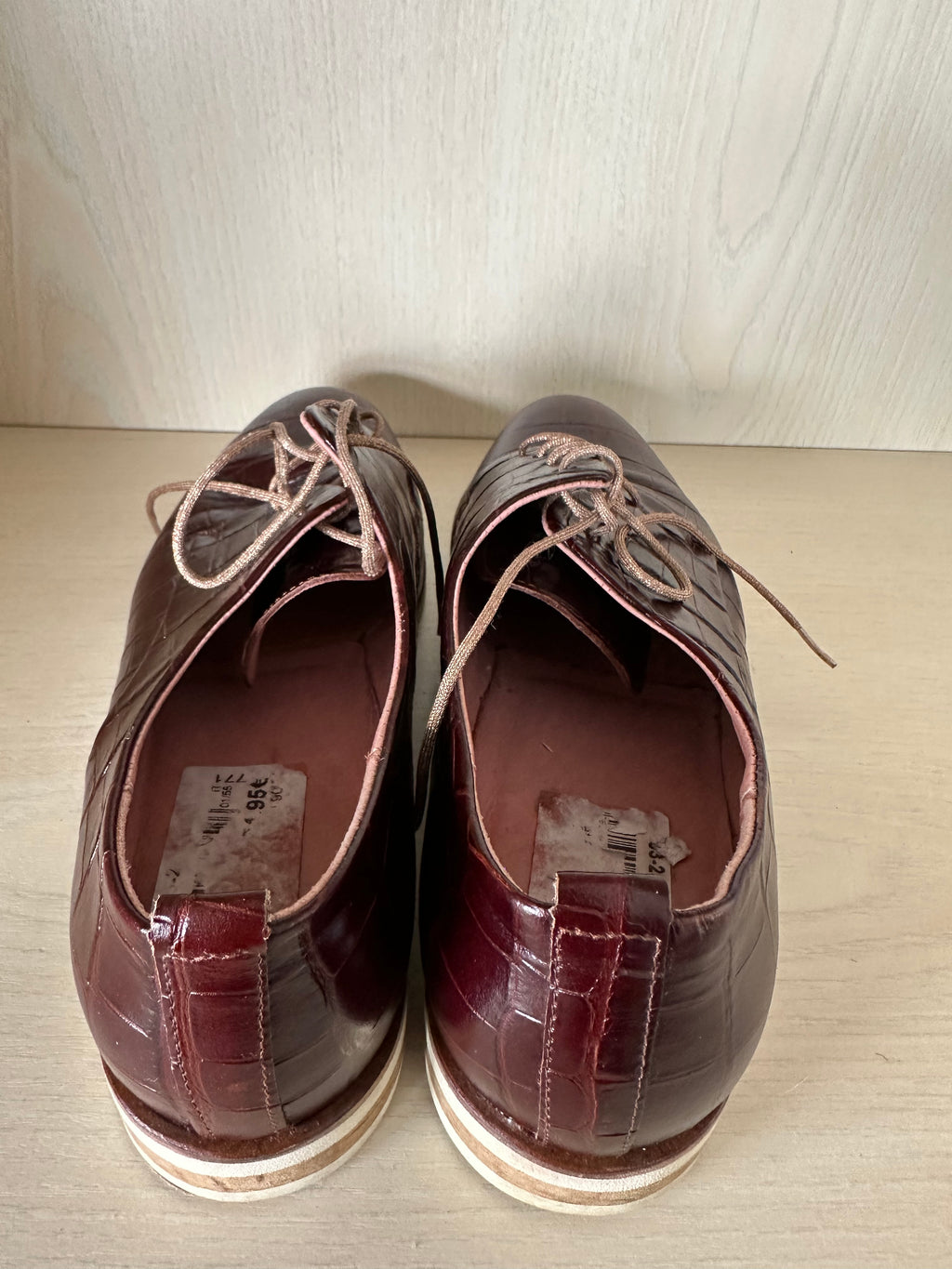LLOYD Damen Schnürschuhe, Kroko-Prägung, Rot, Gr. 38,5, Sehr guter Zustand