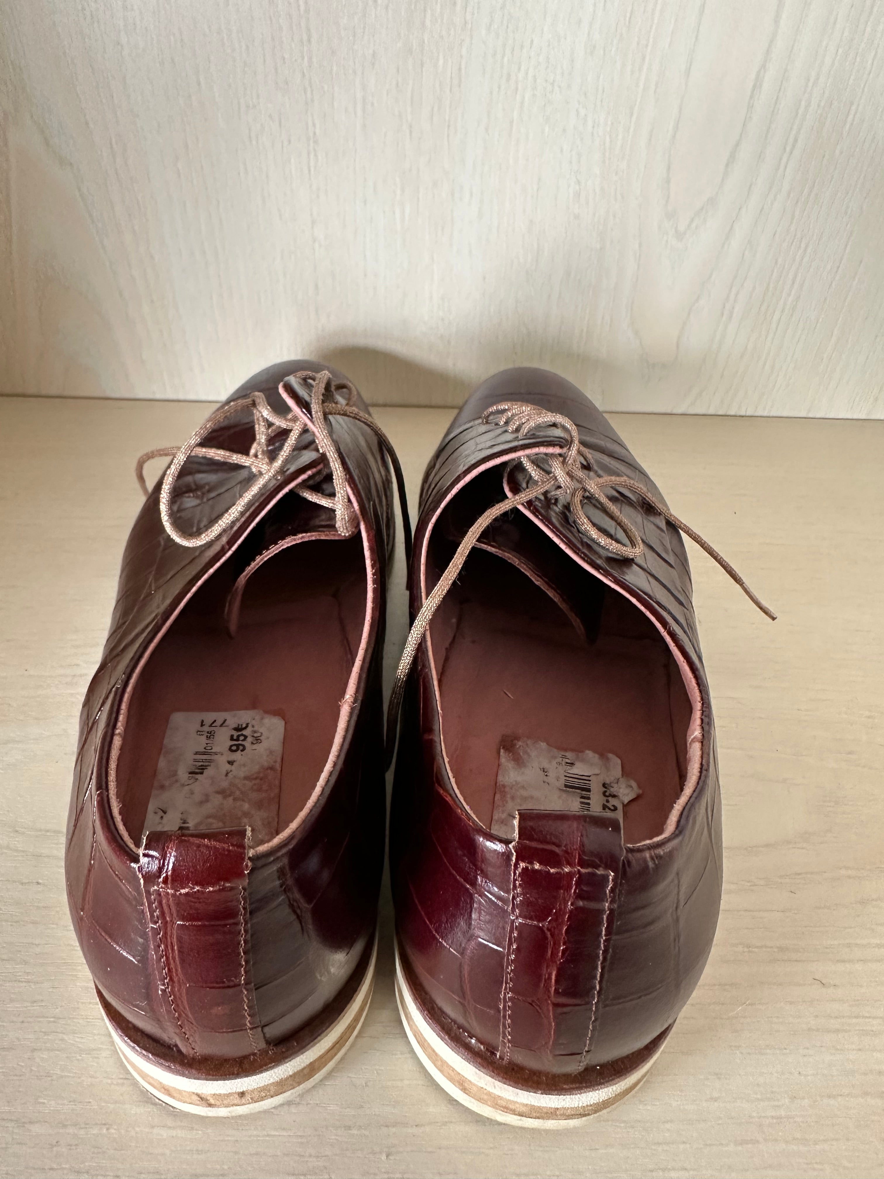 LLOYD Damen Schnürschuhe, Kroko-Prägung, Rot, Gr. 38,5, Sehr guter Zustand