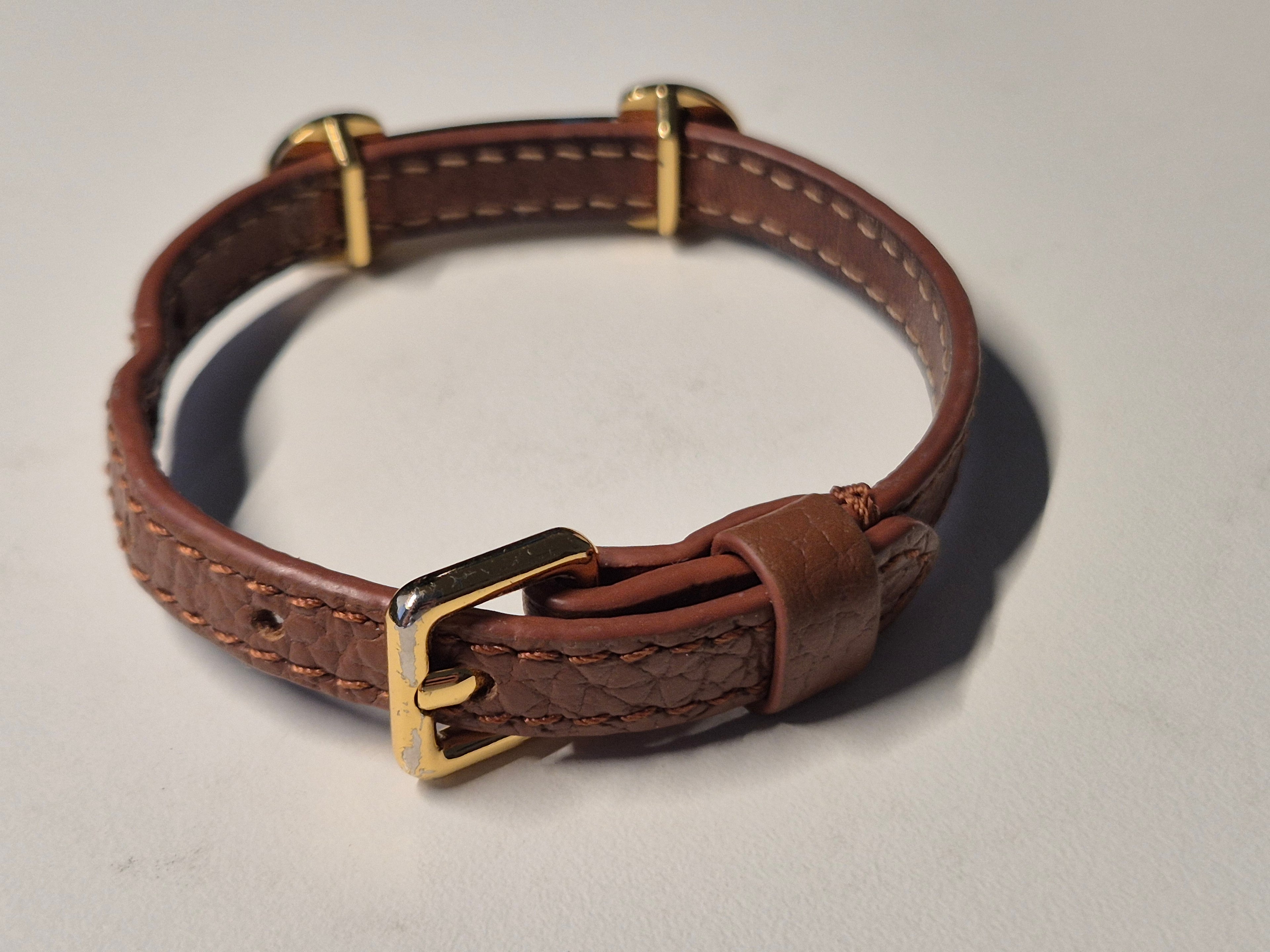 Coccinelle Leather Bracelet Cognac – Gold-tone Hardware, Good Condition