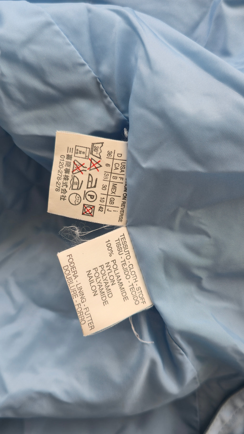 Marella light blue nylon utility jacket, size D 36 / UK 10, very good condition
