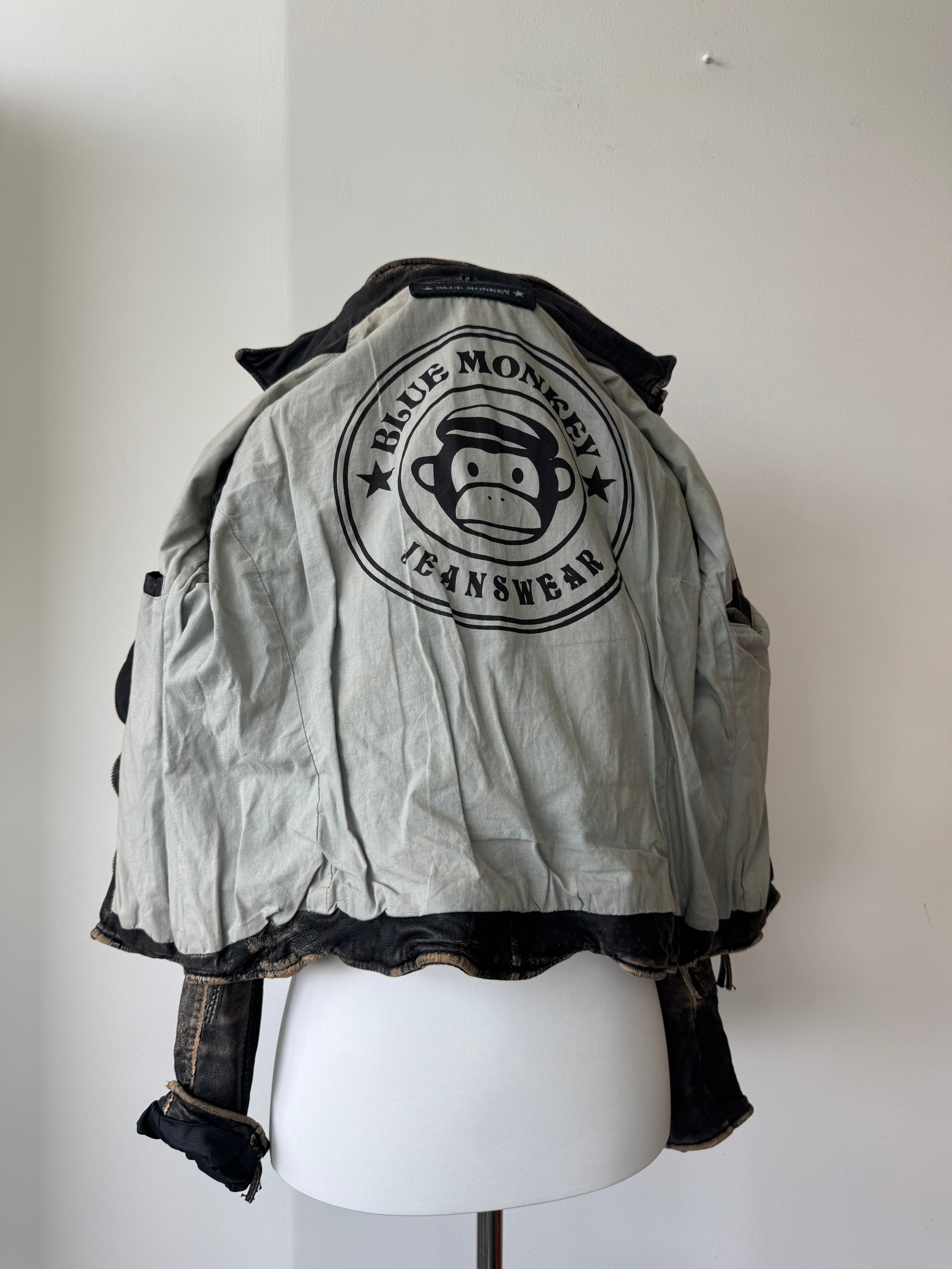 Blue Monkey Damen Biker Lederjacke M Schwarz Echtleder Gebraucht