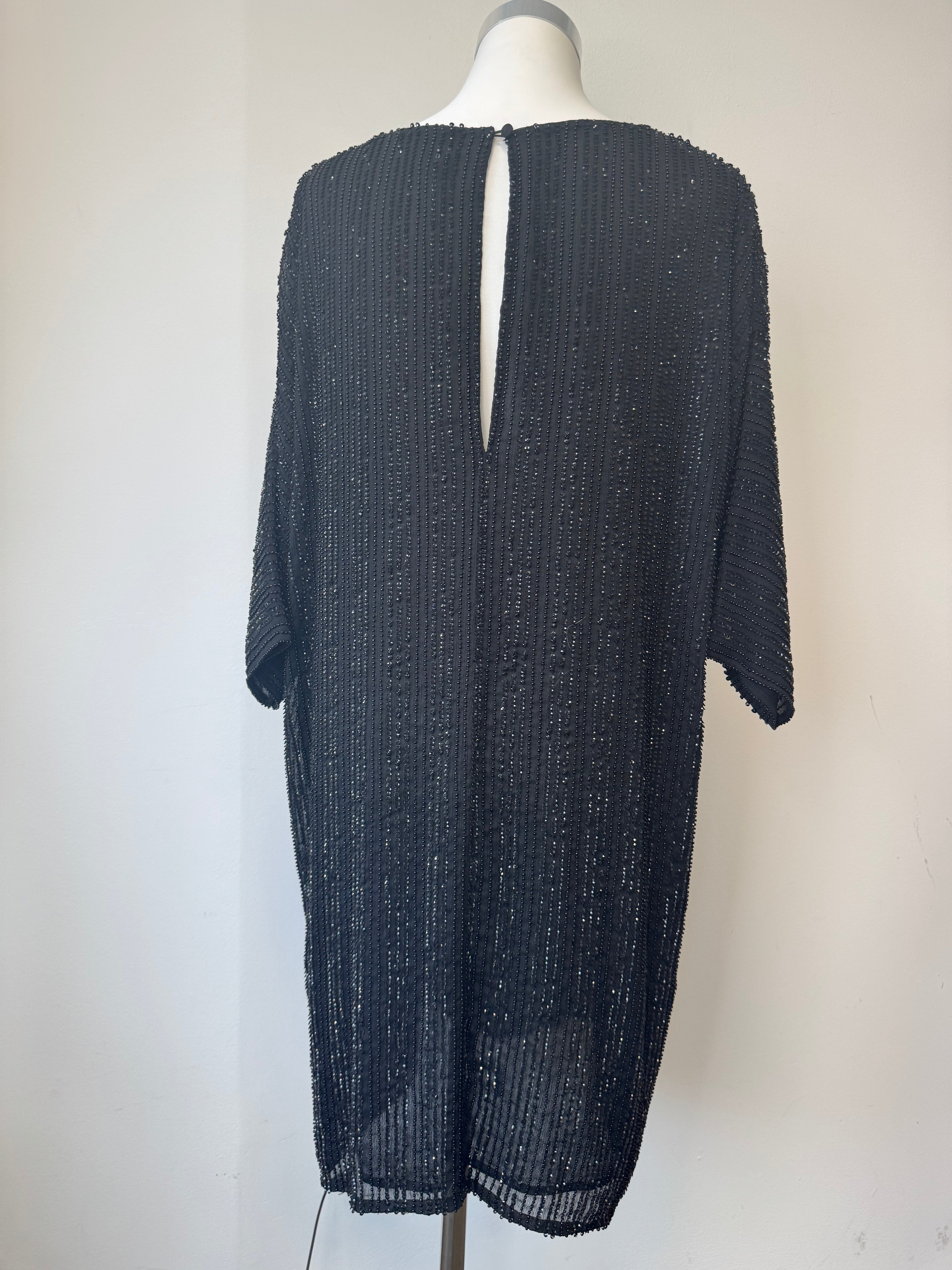 Marc Cain beaded shift dress, EU 44 / UK 16, black, very good condition