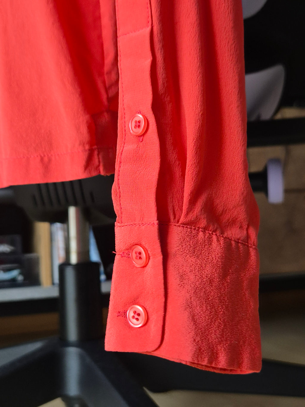 MADELEINE red silk blouse XS, long sleeves, very good condition
