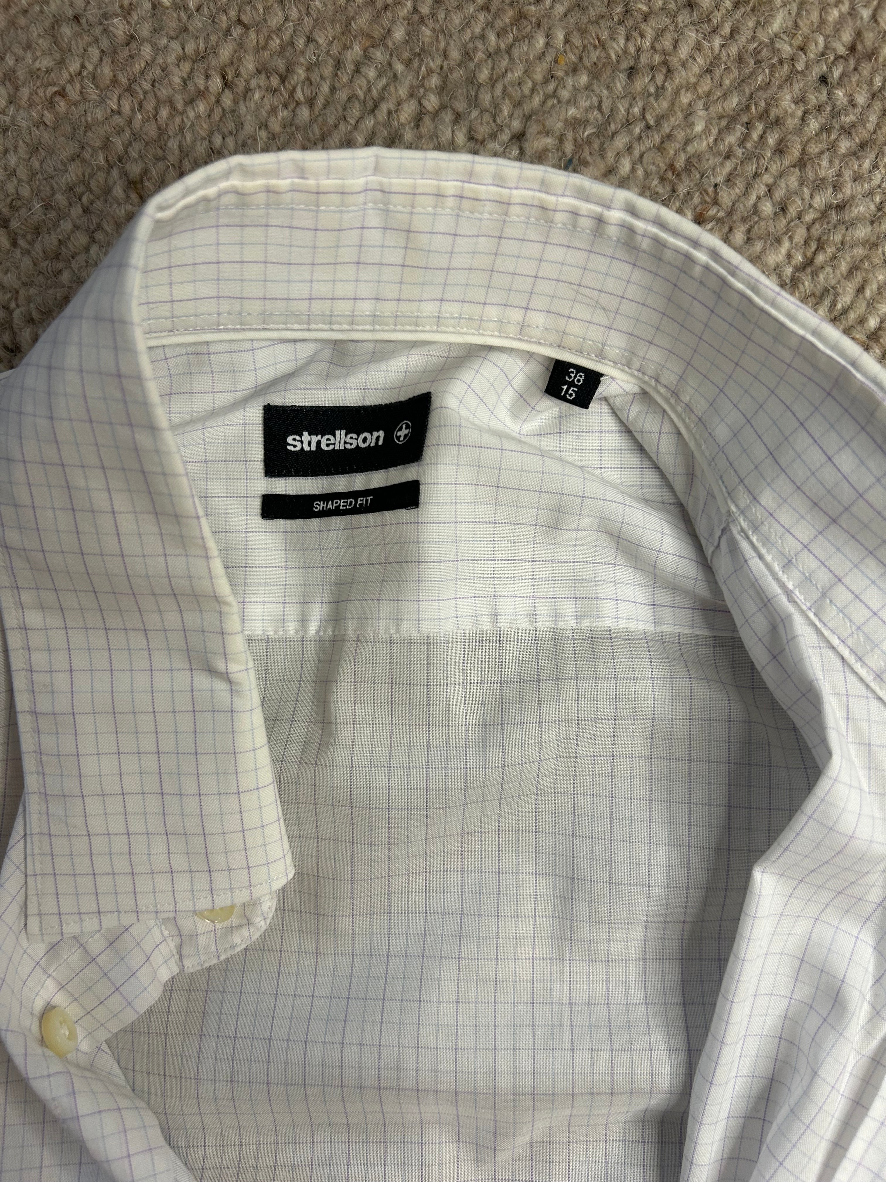 Strellson Shaped Fit Short-Sleeve Dress Shirt, Size 38, White, Very Good