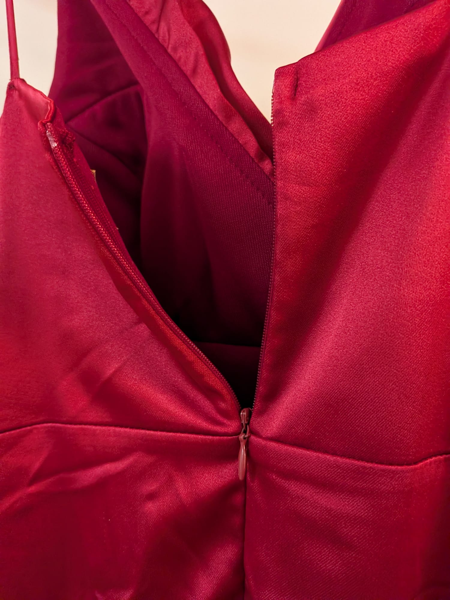 Rust Red Satin Evening Gown by Podyum Life, Like New, Size Unknown