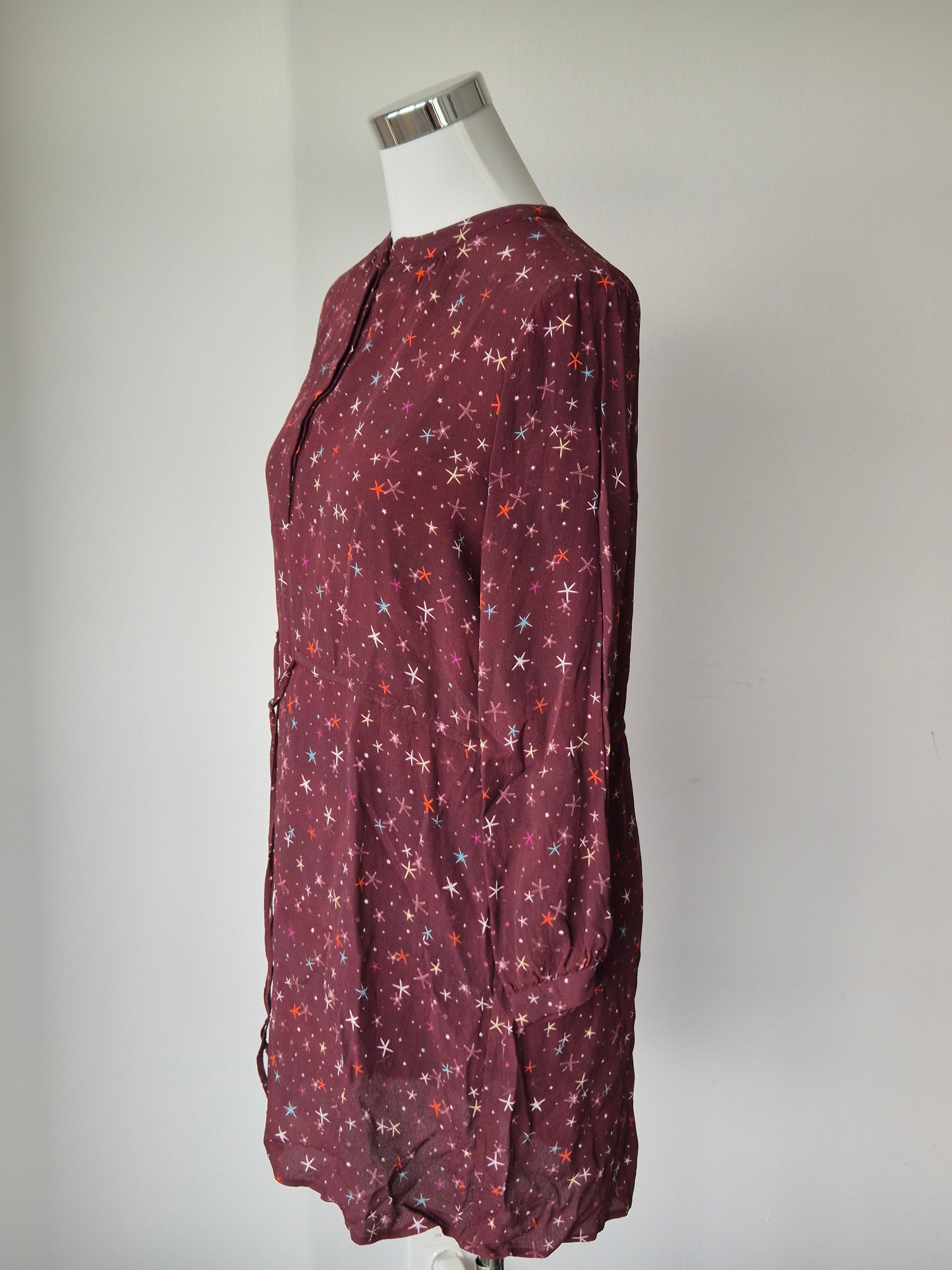 REPEAT Kleid – Sternenmuster, Bordeaux, Größe 36, sehr guter Zustand