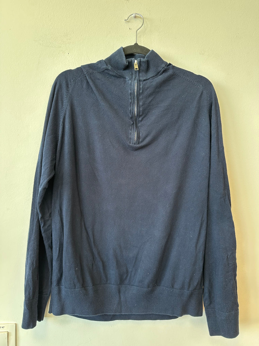 Bruun & Stengade Quarter-Zip Pullover – Navy, Größe L, Guter Zustand