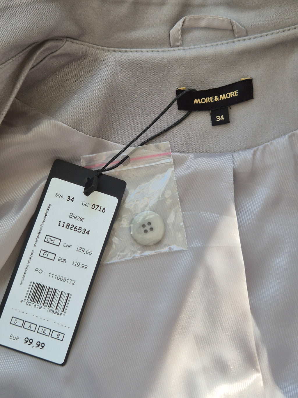 NEU! More & More Blazer Grau Gr. 34 – Business Chic, UVP €99,99