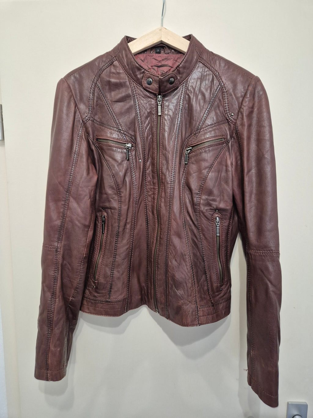 Saki Collection Medina Lederjacke Braun Größe 36, gebraucht