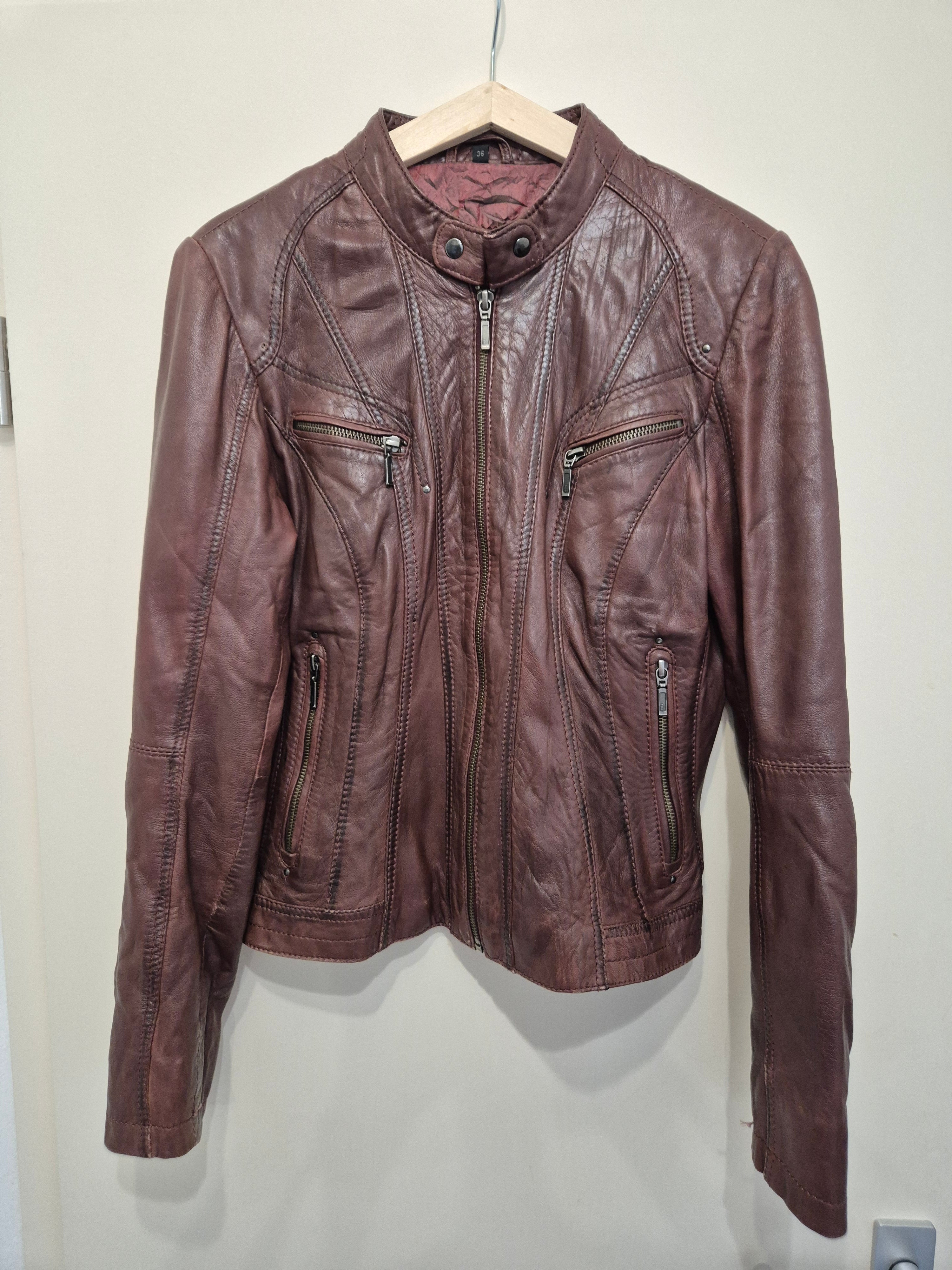 Saki Collection Medina Lederjacke Braun Größe 36, gebraucht