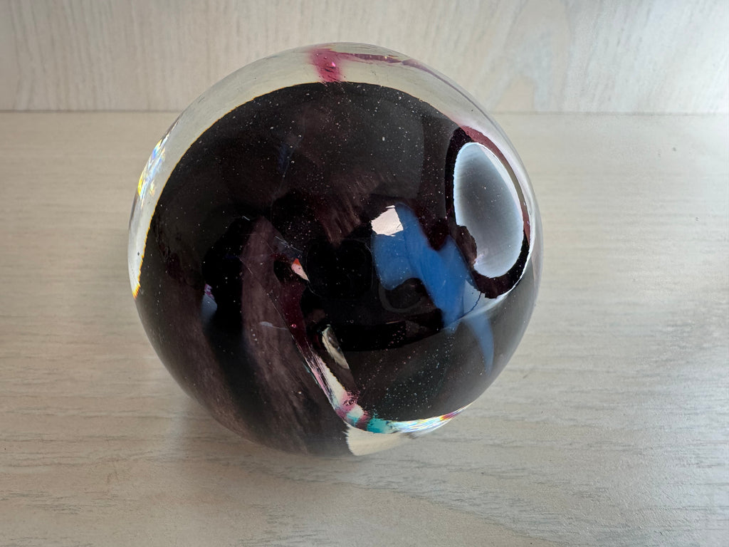 Robert Eckholt Glass Art Paperweight Iridescent Peacock, 7–8cm, Very Good