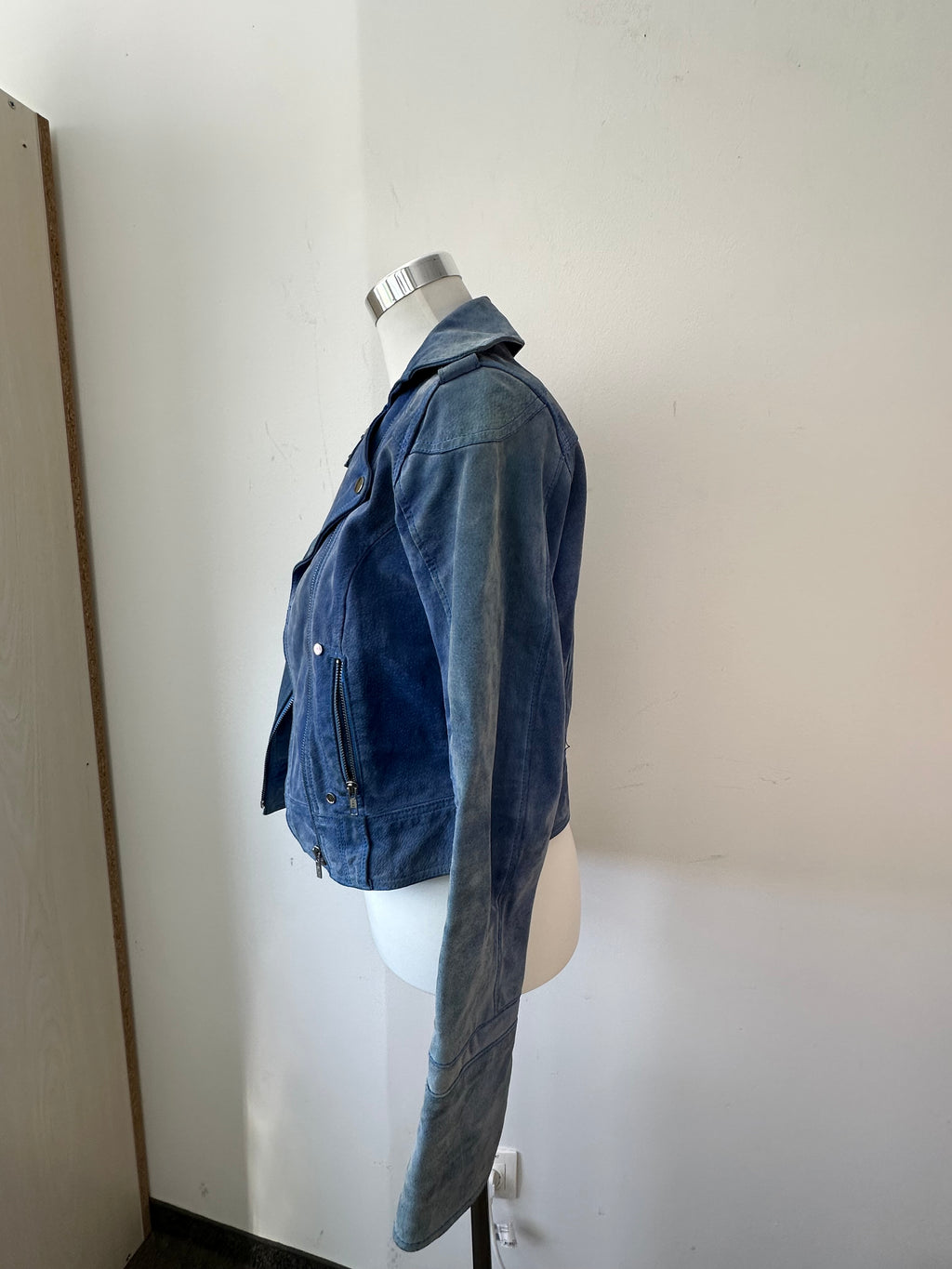 Goosecraft Biker 406 Damen Jacke – Wildleder, Blau, Größe L, Gebraucht