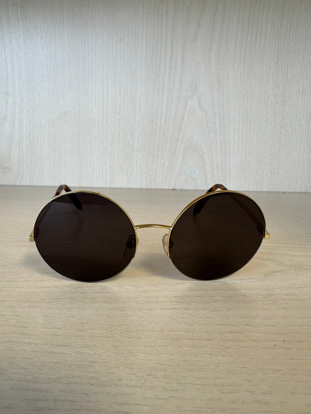 Victoria Beckham Sonnenbrille VB595 C18 Gold Rund Medium – Guter Zustand