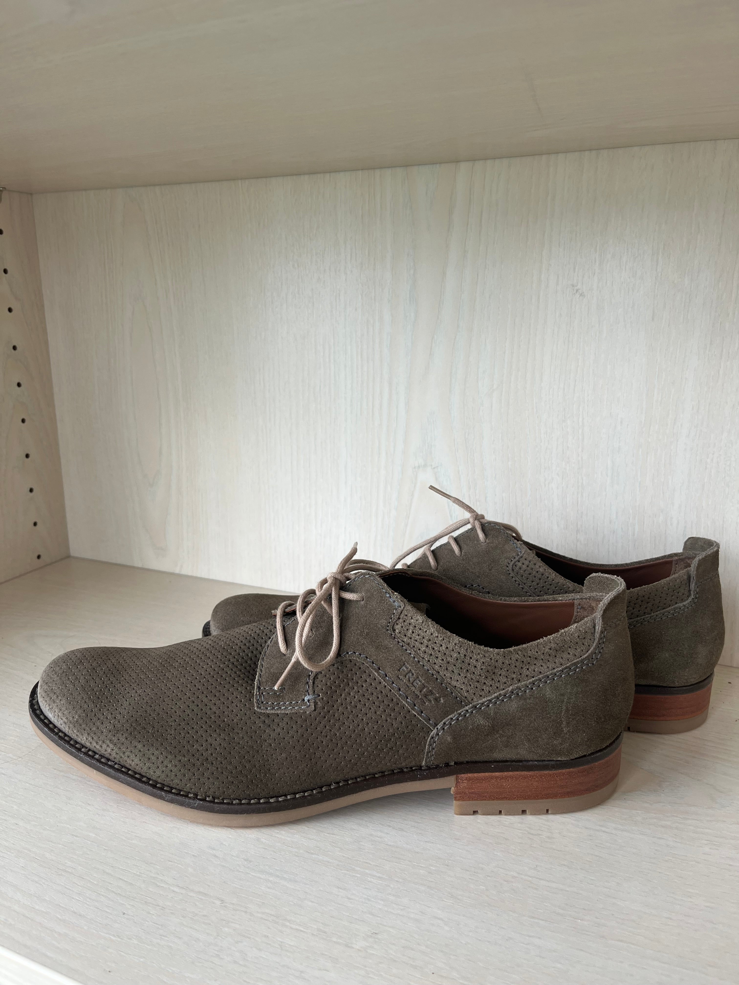 Fretz Herren Derby Schuhe, Wildleder, Olivgrün, EU 44, Sehr guter Zustand