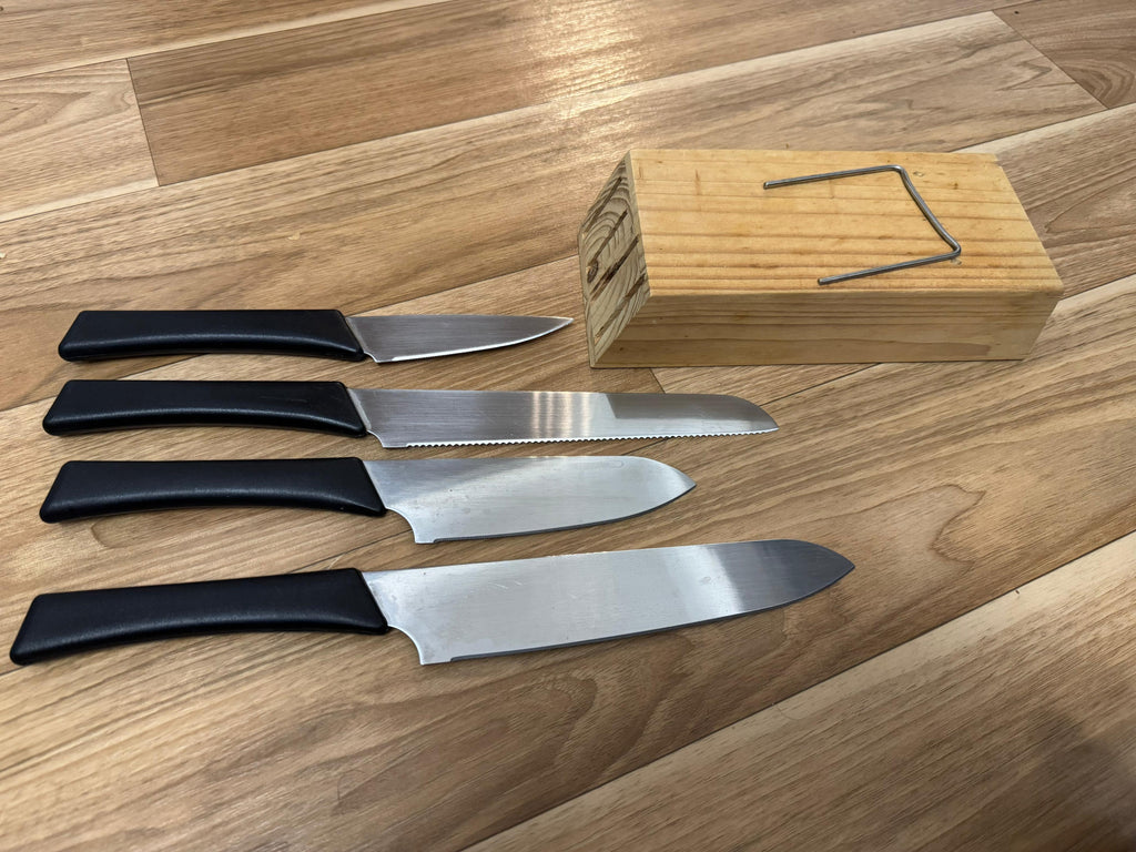 IKEA Messerblock – 4-teilig, Edelstahl/Schwarz, guter Zustand