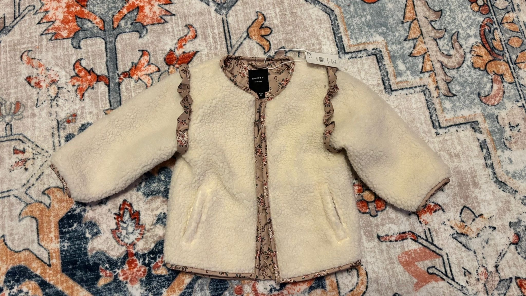 Name It Teddy Jacke & Leggings Set – Gr. 68, Offwhite/Rose, Neu mit Etikett