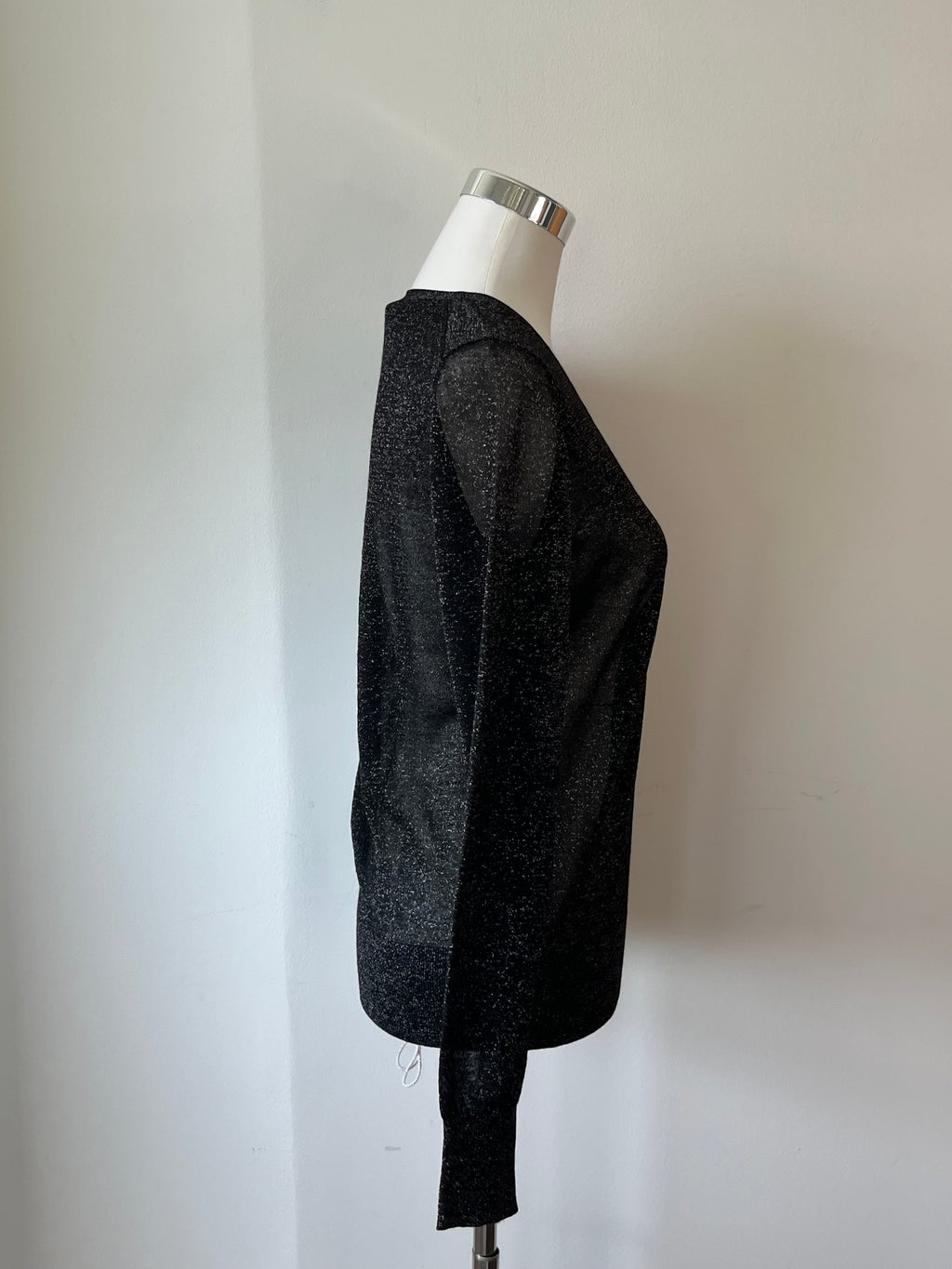 Joseph Lurex V-Ausschnitt Pullover XS Schwarz Metallic Sehr Gut
