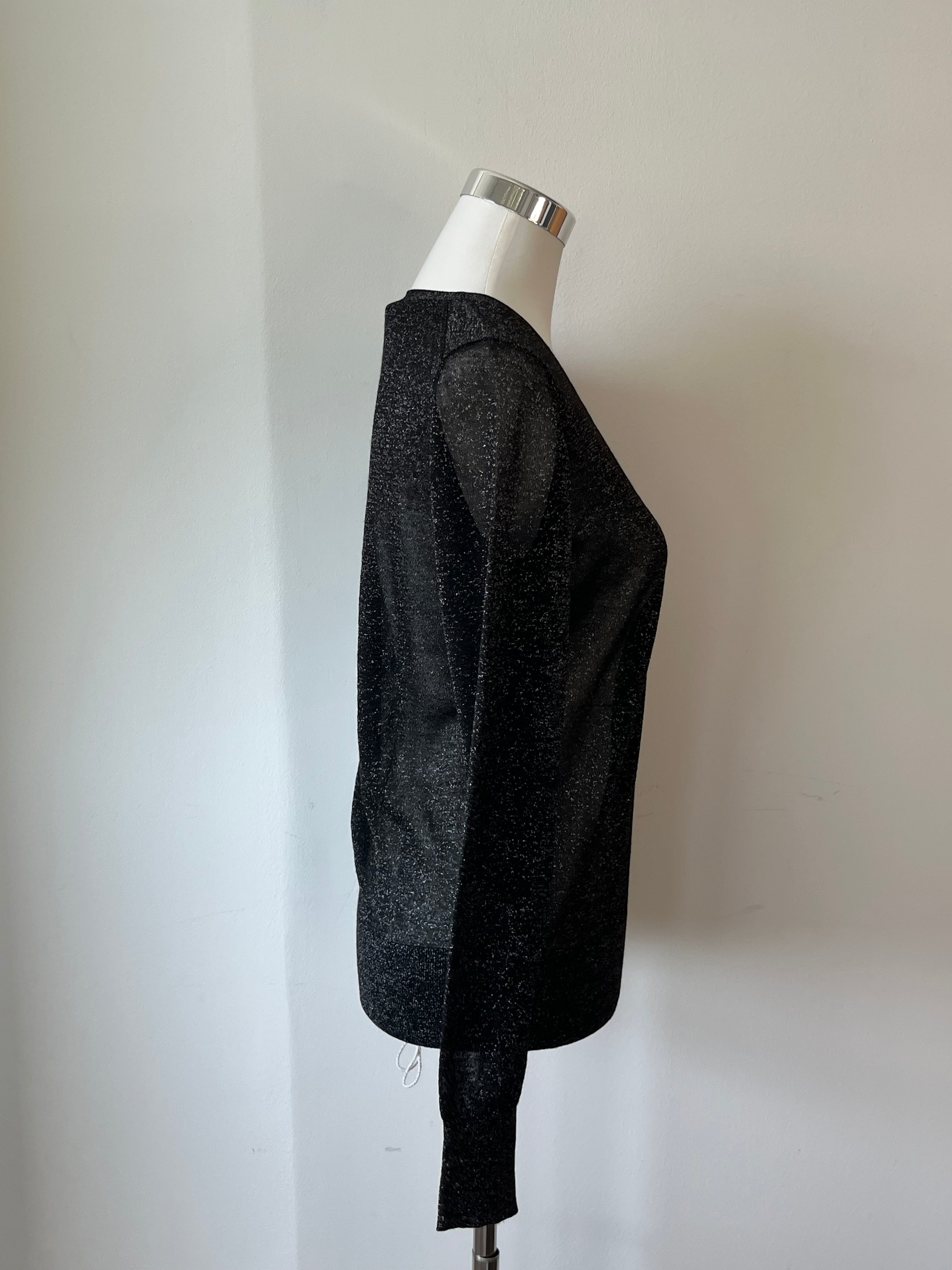 Joseph Lurex V-Ausschnitt Pullover XS Schwarz Metallic Sehr Gut