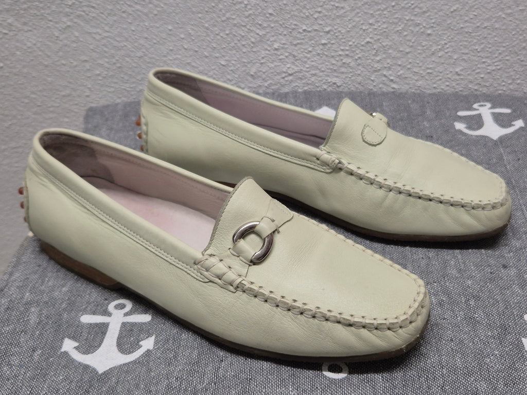 Sioux Damen Leder Mokassins / Loafer, Creme, Gr. 37.5, guter Zustand