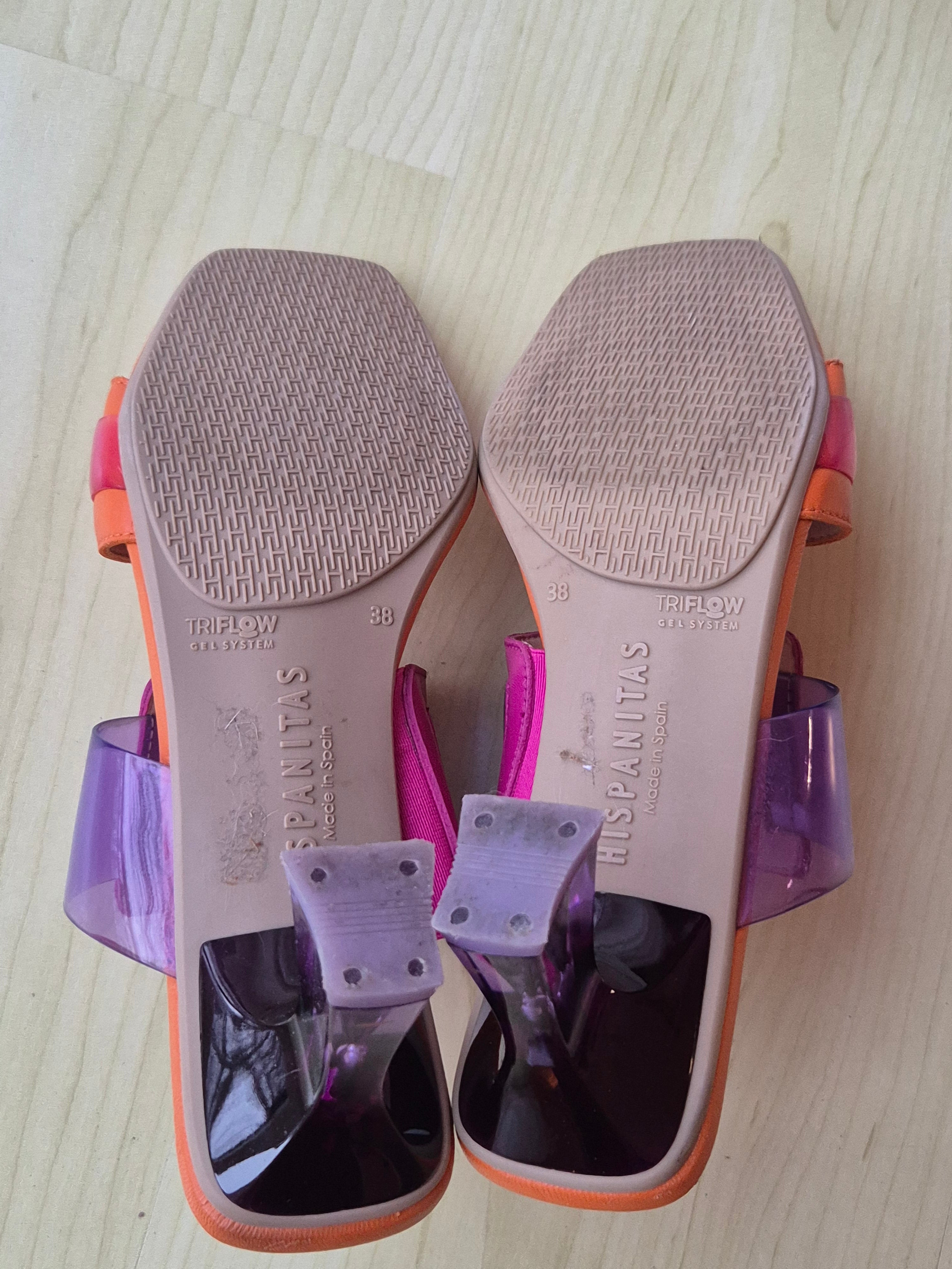Hispanitas Greta Sandale, Papaya/Orchid, Gr. 38, Leder/Vinyl, wie neu