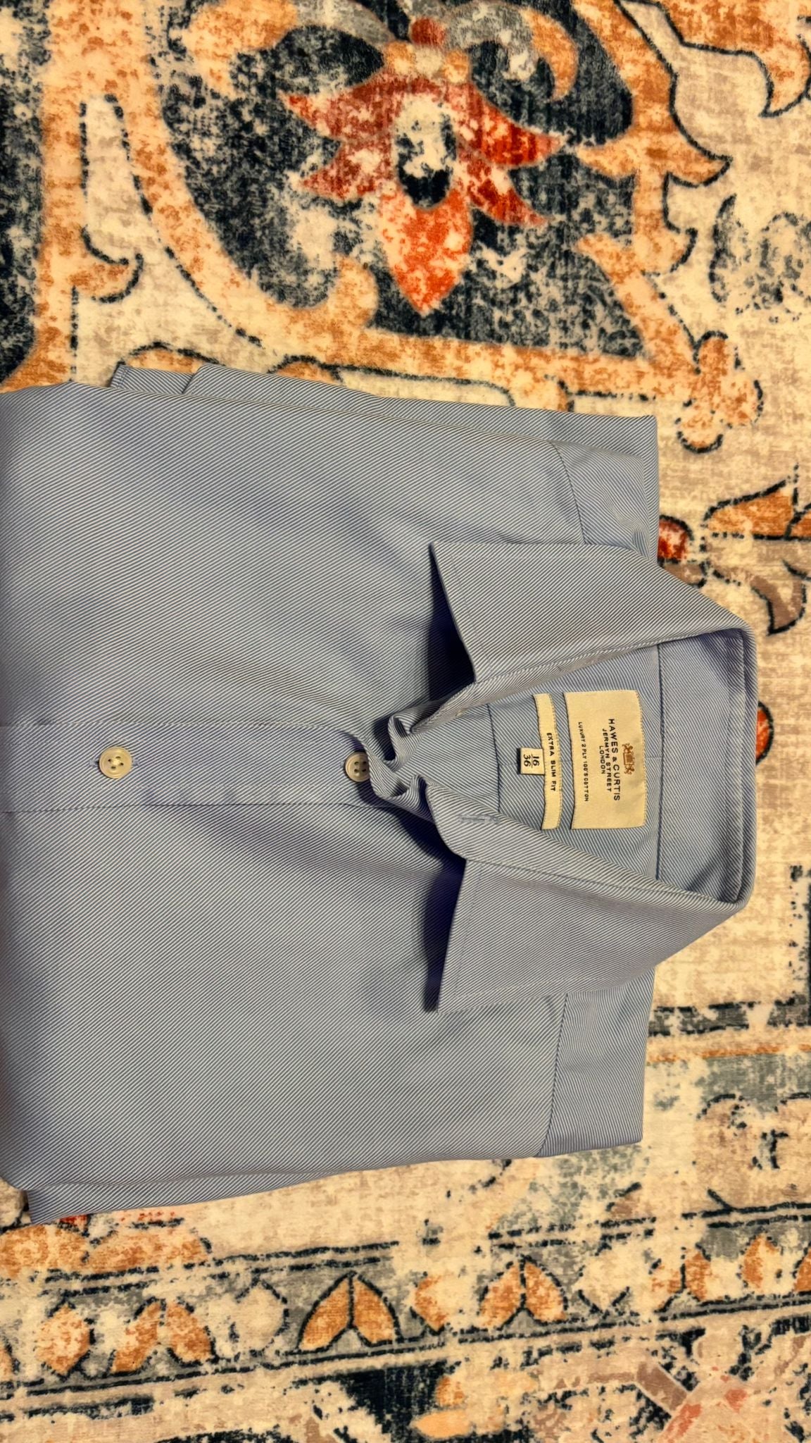 Hawes & Curtis Extra Slim Fit Shirt, 16/41, Light Blue, 100% Cotton, Very Good