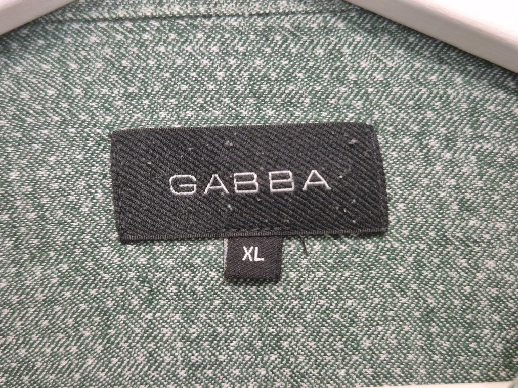 Gabba Herringbone Shirt Green XL Alpaca Wool Blend Good Condition