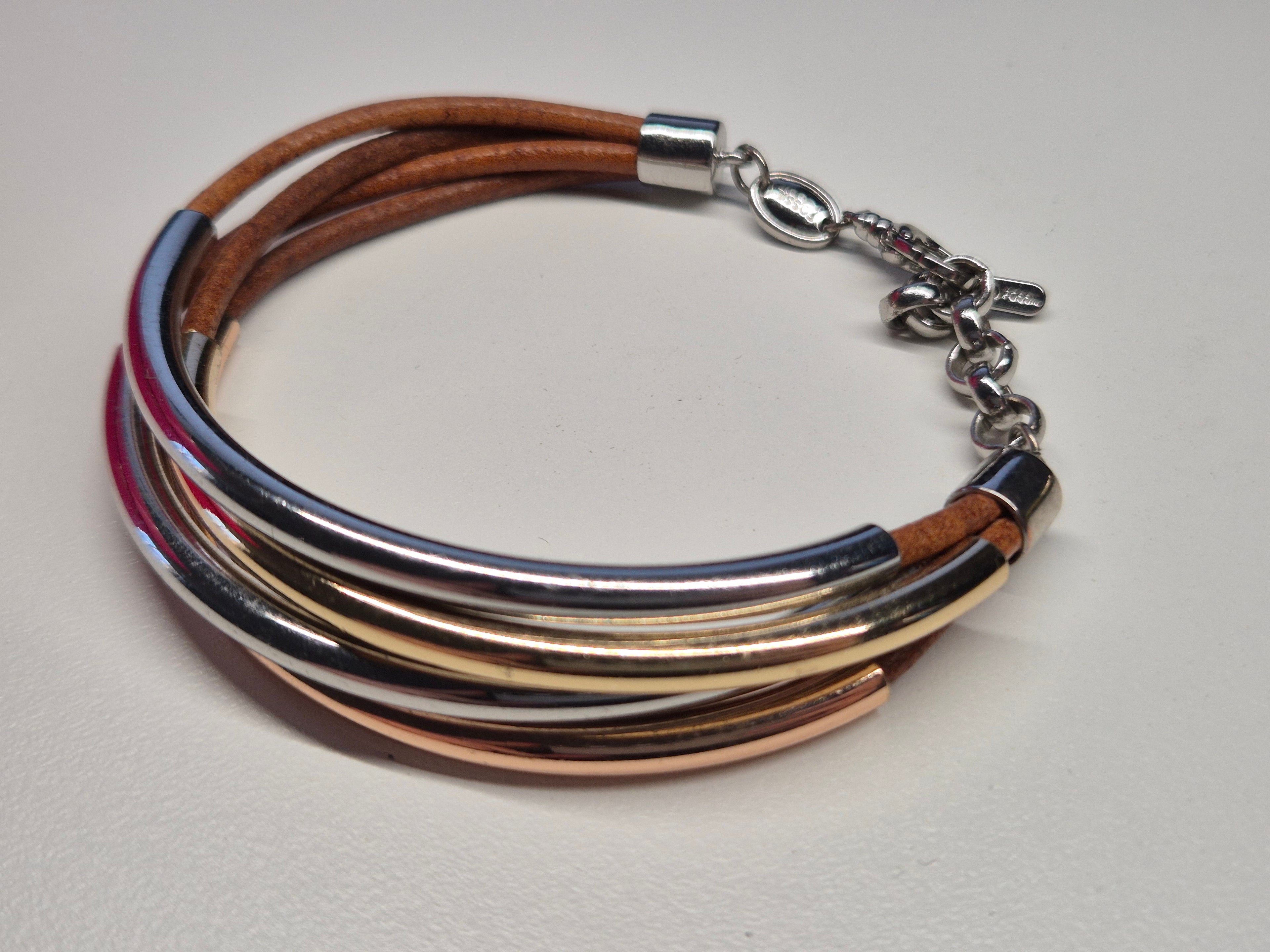 Fossil Lederarmband braun/gold, verstellbar, sehr guter Zustand