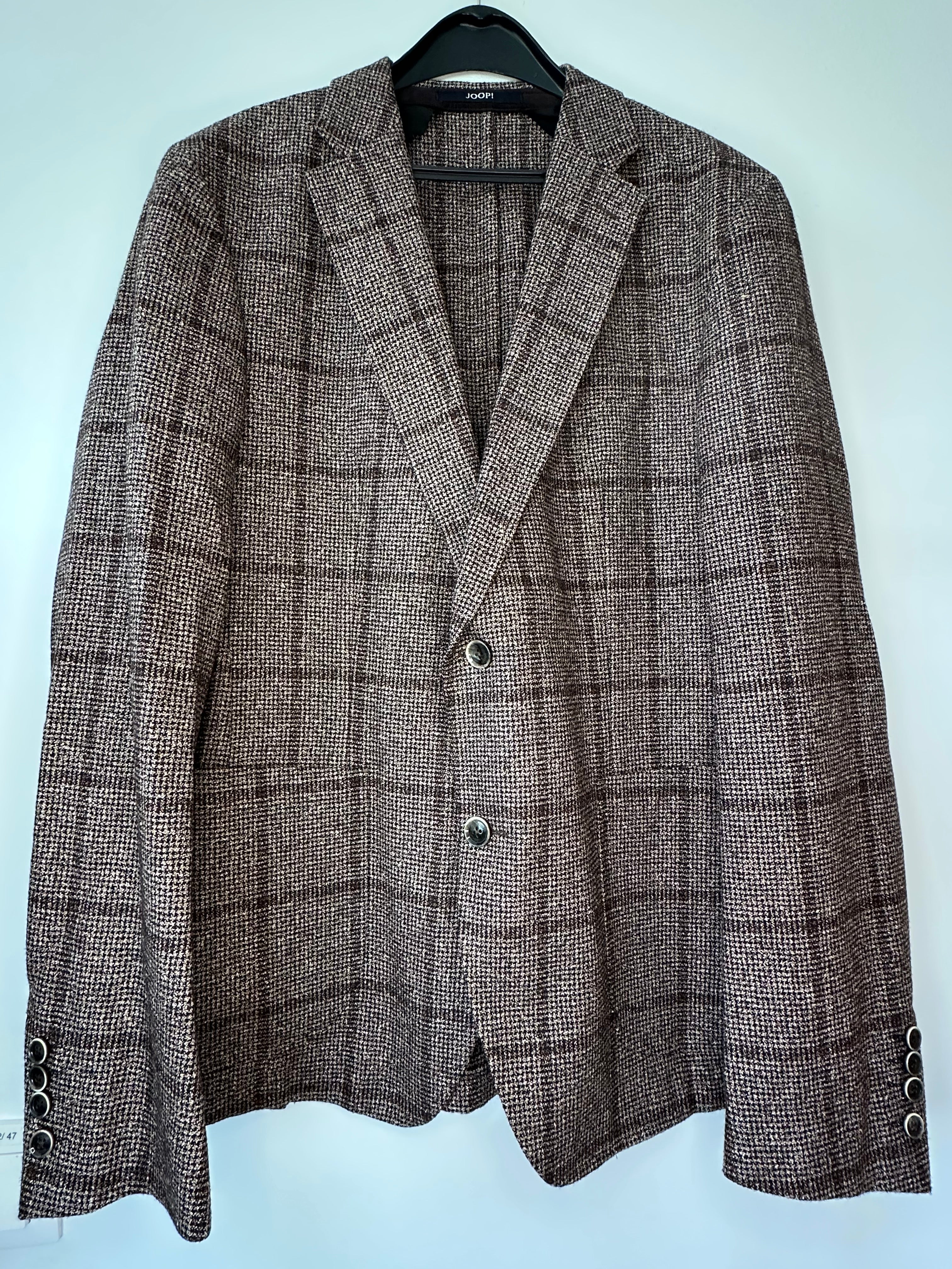 JOOP! Slim Fit Wool Blazer – Brown Plaid – Size 54 – Like New