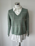 Jones & Co Damen Argyle Pullover, Teal, Größe L – beschädigt