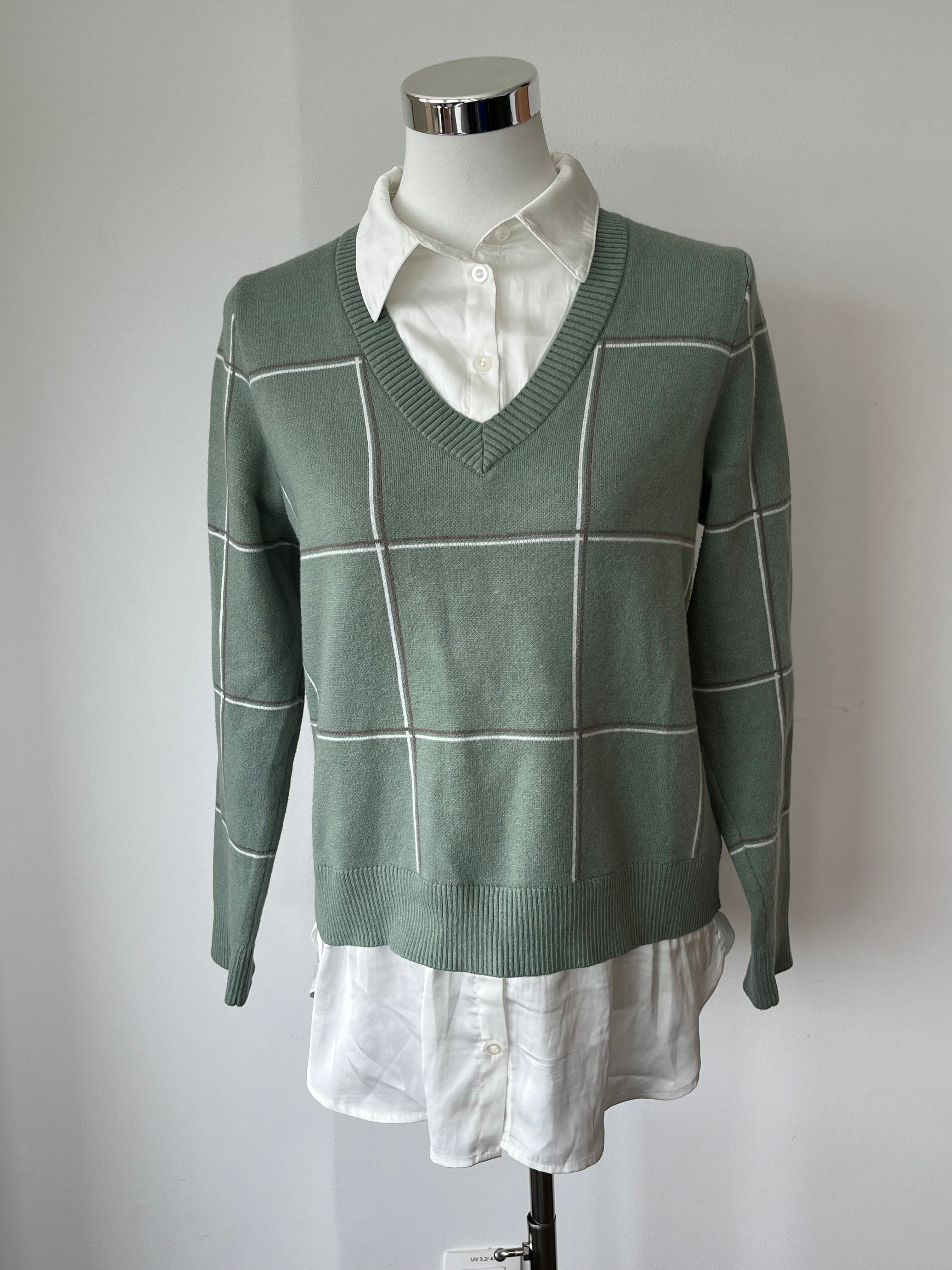 Jones & Co Damen Argyle Pullover, Teal, Größe L – beschädigt