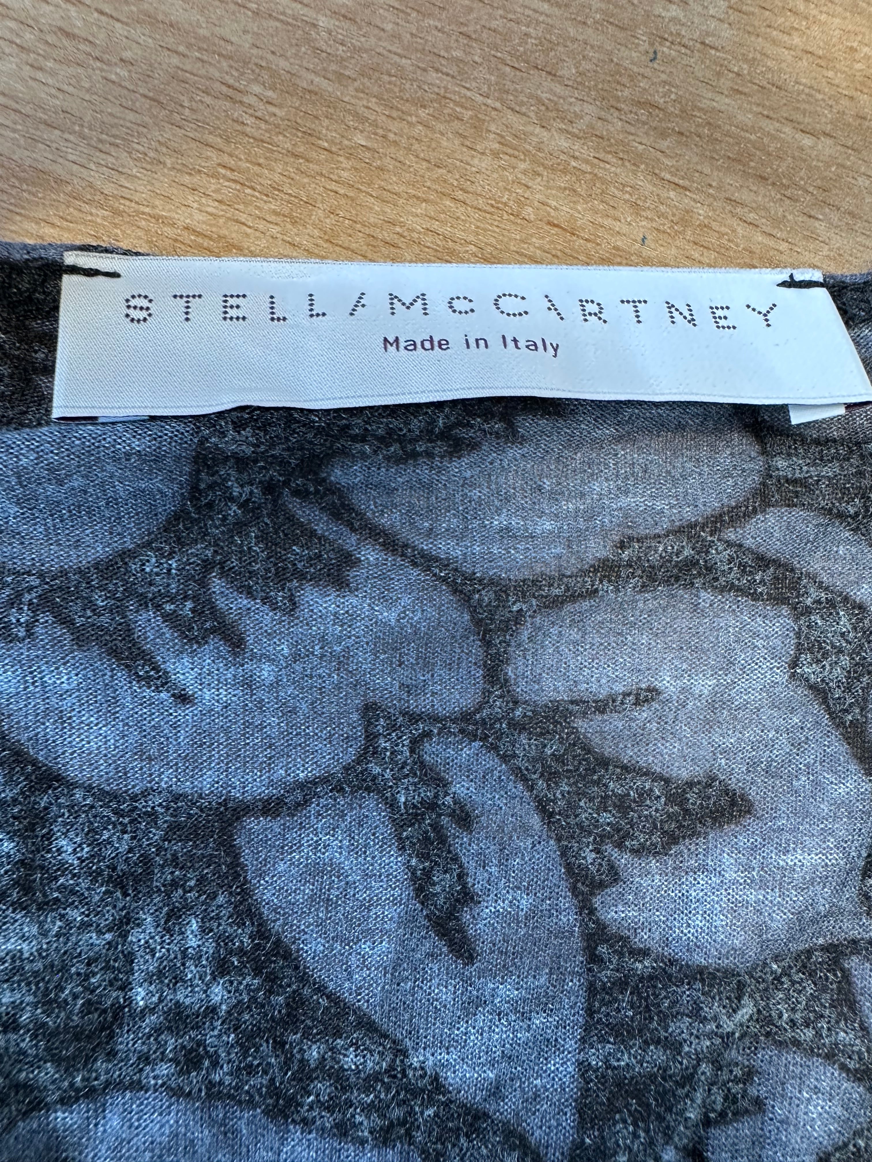 Stella McCartney Samtkleid Floral, Schwarz/Grau, EU 42, Guter Zustand