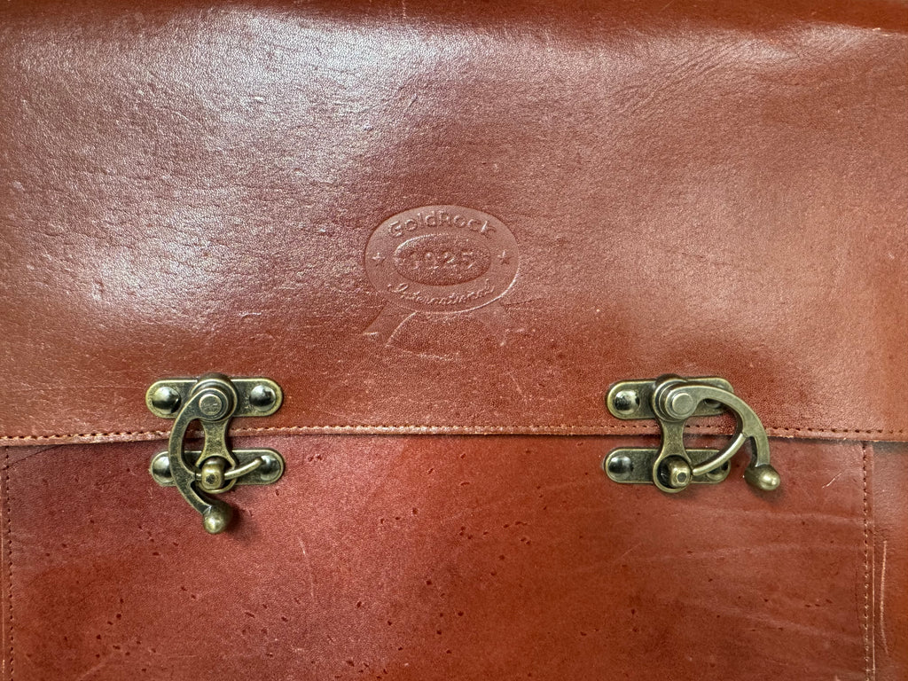 Goldrock Vintage Genuine Leather Briefcase – Medium Brown Satchel