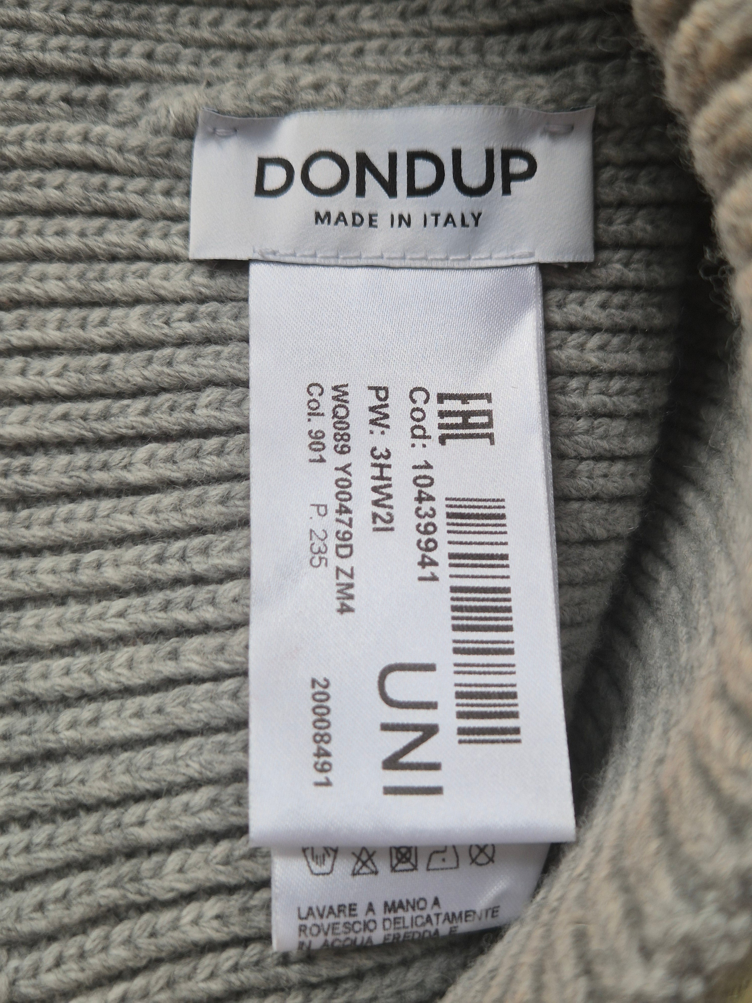 Dondup Grey Beanie Hat w/ Rhinestone Logo – One Size, Very Good Condition
