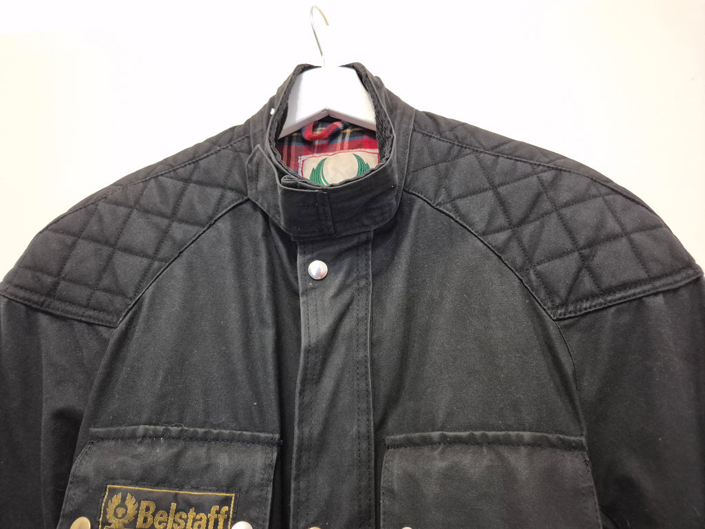 Belstaff Roadmaster Motorradjacke – Wachsbaumwolle, Schwarz, EU 44/46, gebraucht