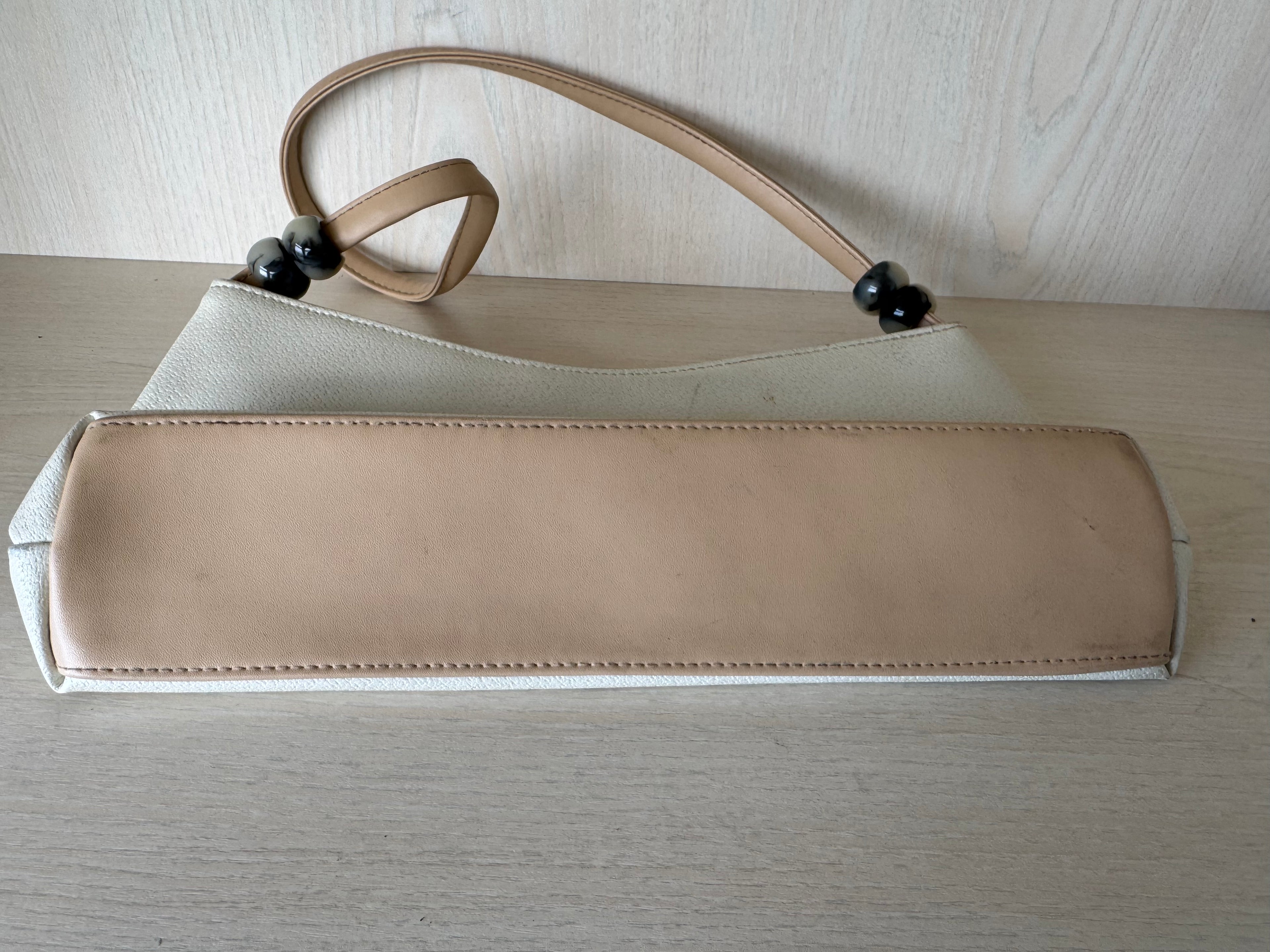 M.C Schultertasche – Synthetikleder, Elfenbein, Mittel, Gebraucht