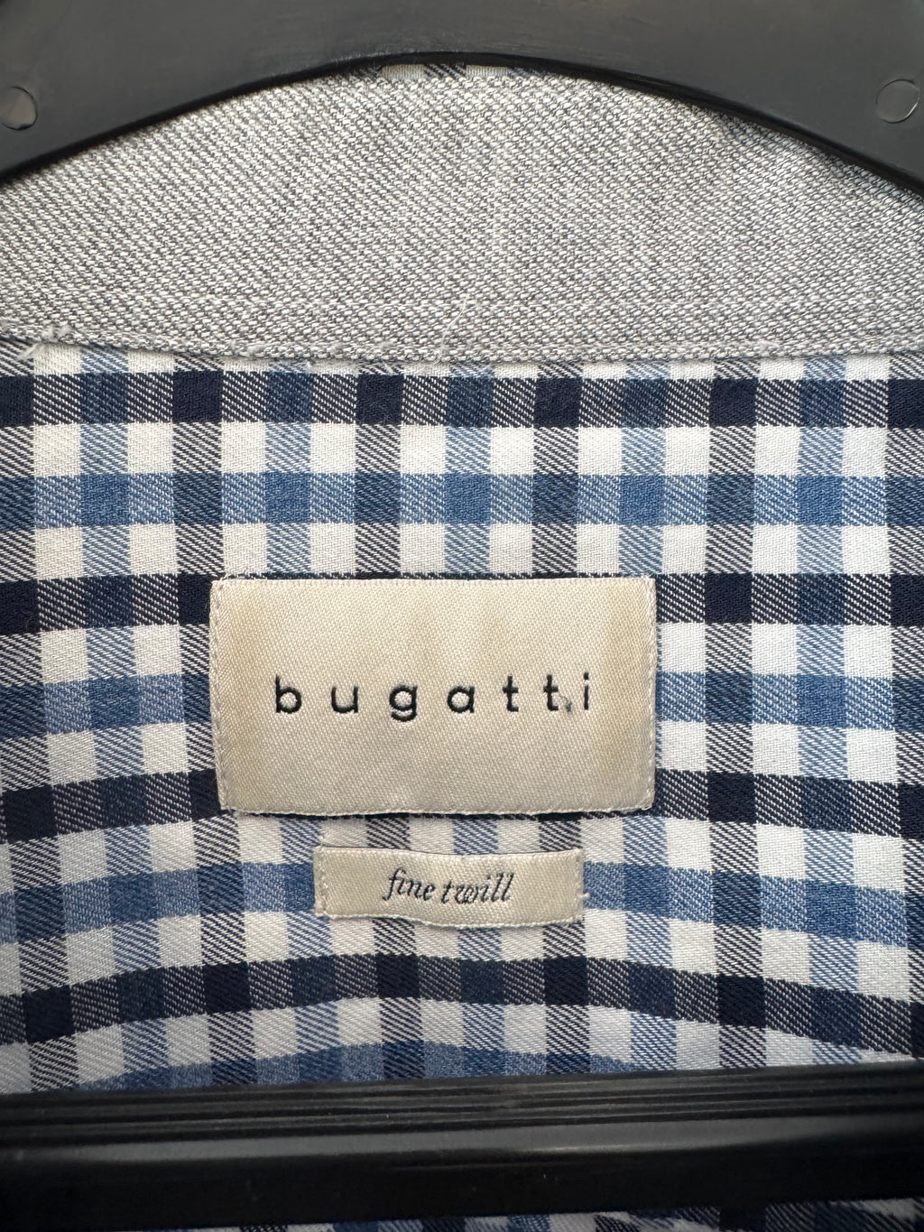 Bugatti Herrenhemd Fine Twill – Blau/Weiß Kariert, XL, Sehr Gut