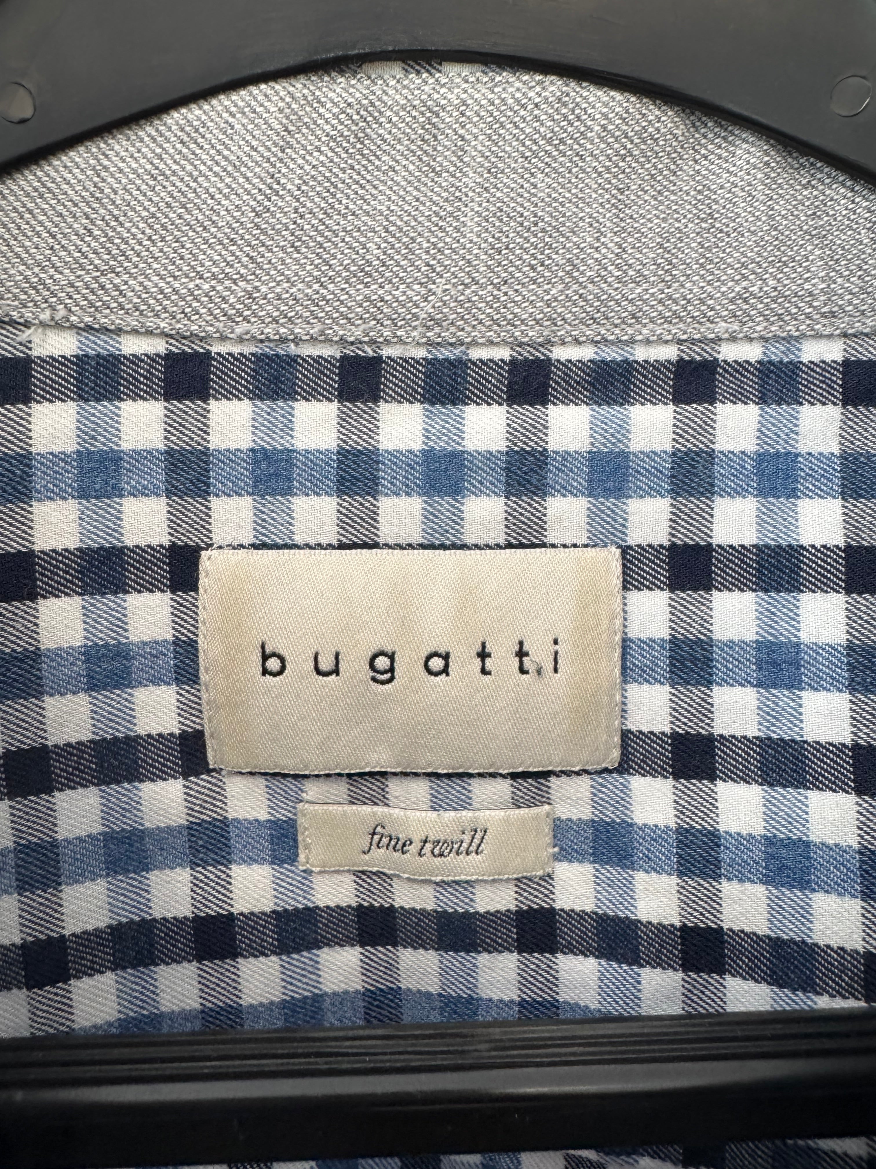 Bugatti Herrenhemd Fine Twill – Blau/Weiß Kariert, XL, Sehr Gut