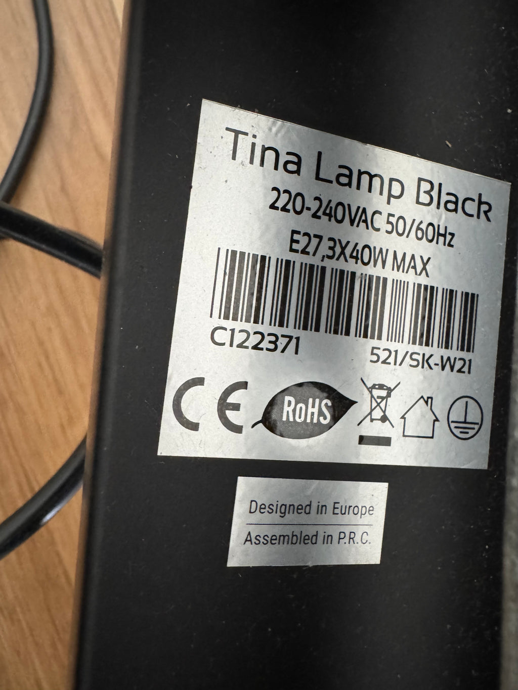 Sklum Tina Deckenlampe – Schwarz/Eiche, 60 cm, Sehr guter Zustand