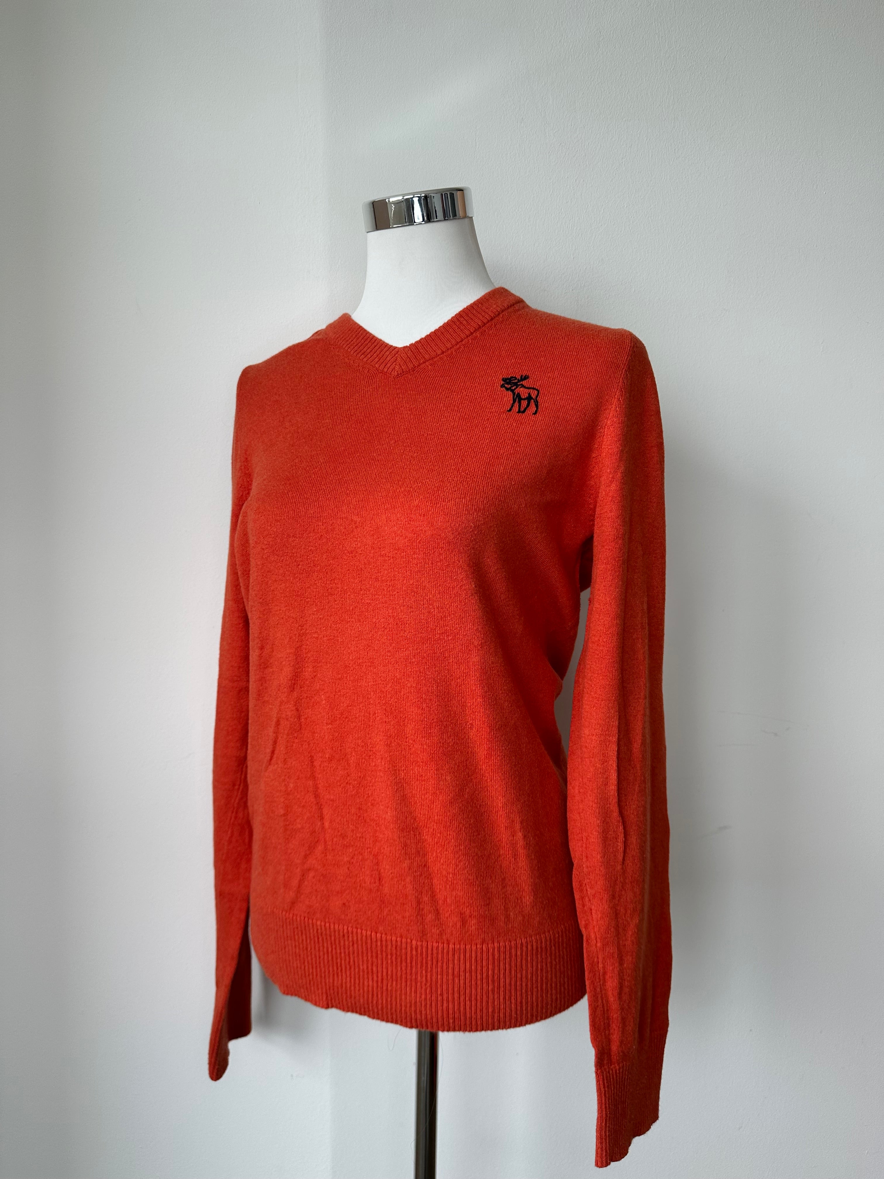 Abercrombie & Fitch V-Neck Muscle Fit Pullover M Orange Sehr Gut