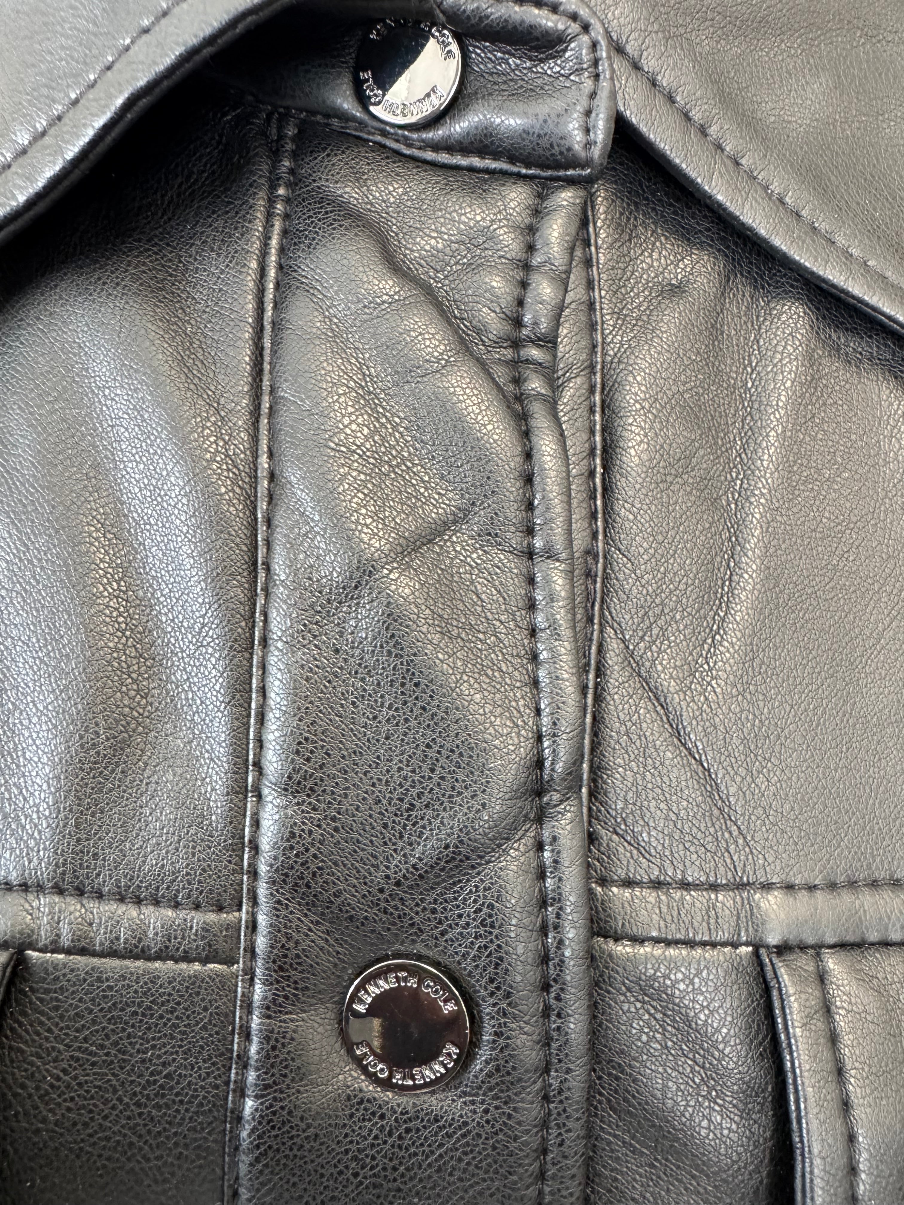 Kenneth Cole New York Kunstleder Shirtjacke, Gr. L, Schwarz, wie neu