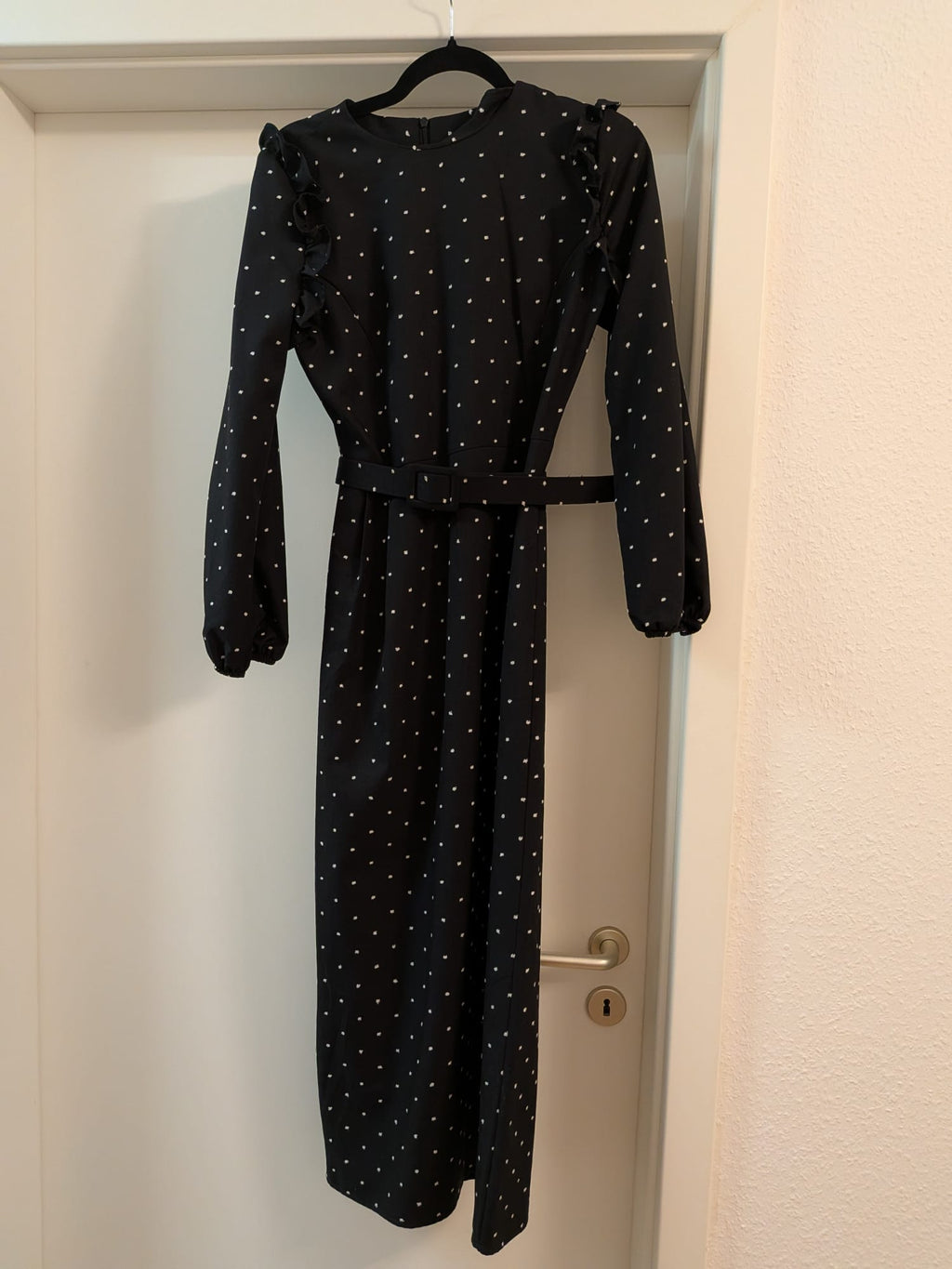 Rumelia Black Polka Dot Midi Dress, Size 38, Very Good Condition