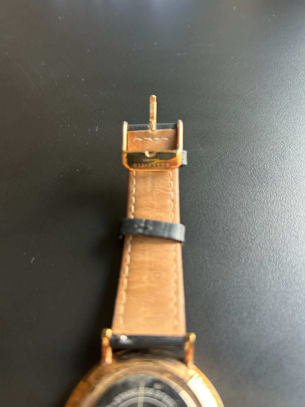 Rosefield The Bowery Damen Uhr | 38mm | Schwarz/Gold | Leder | Sehr guter Zustand