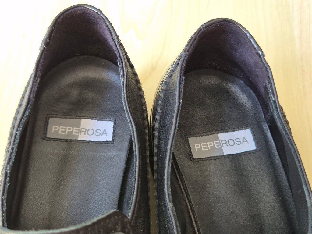Peperosa Women’s Monk Shoes – Black Leather, EU 39, Very Good Condition