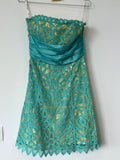 Betsey Johnson Cocktailkleid Spitze Aqua Gelb Gr. 8 Sehr Gut