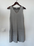 Brunello Cucinelli Silk Blend Sleeveless Shift Dress Light Grey Medium Good