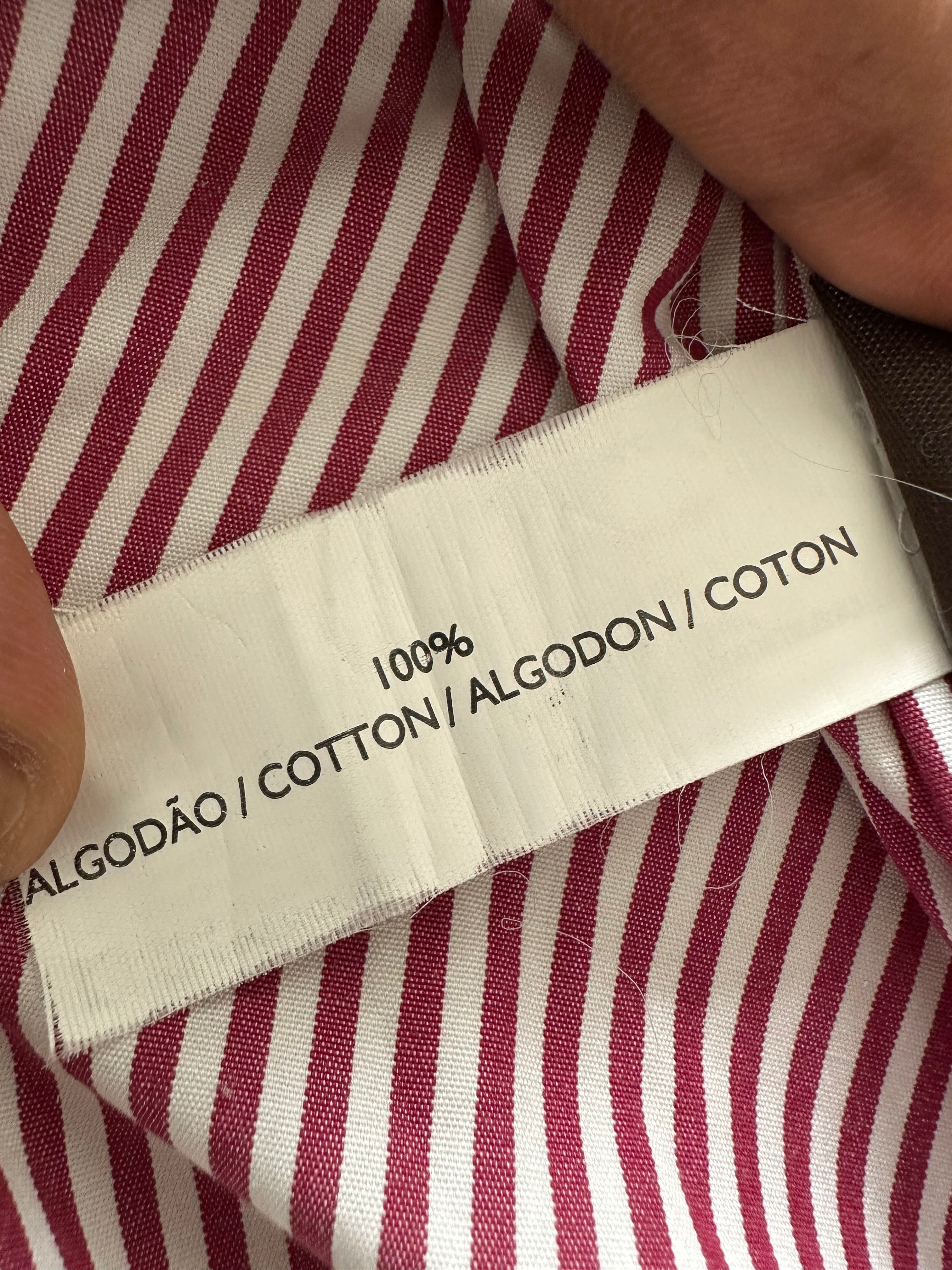 Sacoor Brothers Men’s Shirt 39 (15½) Red/White Stripes Classic Fit Good