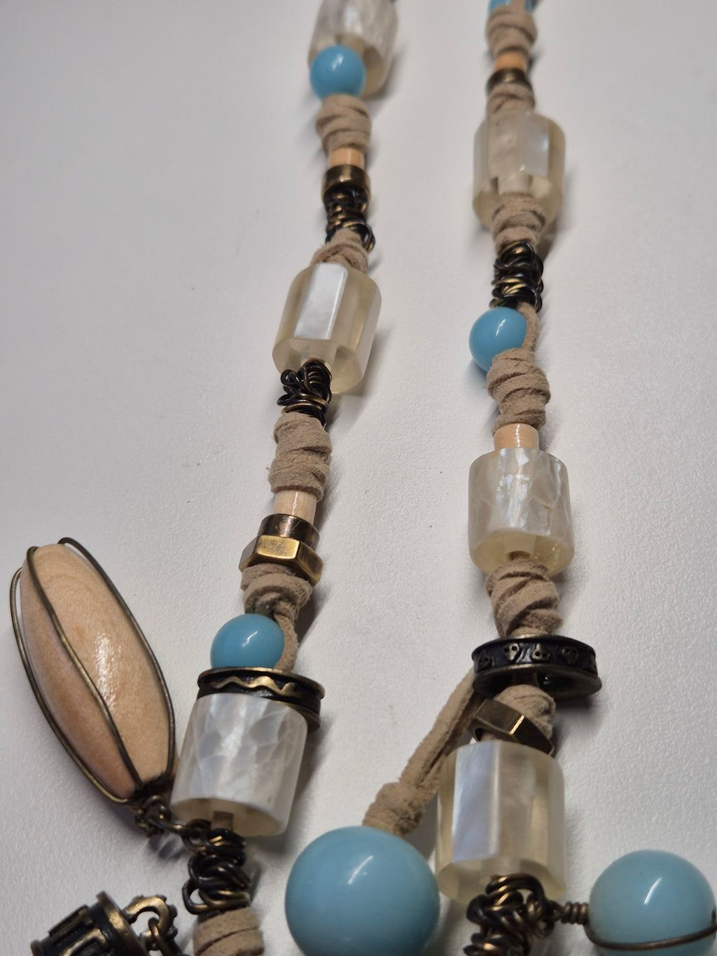 Konplott Boho Statementkette 80cm – Naturmaterial, Türkis, sehr guter Zustand
